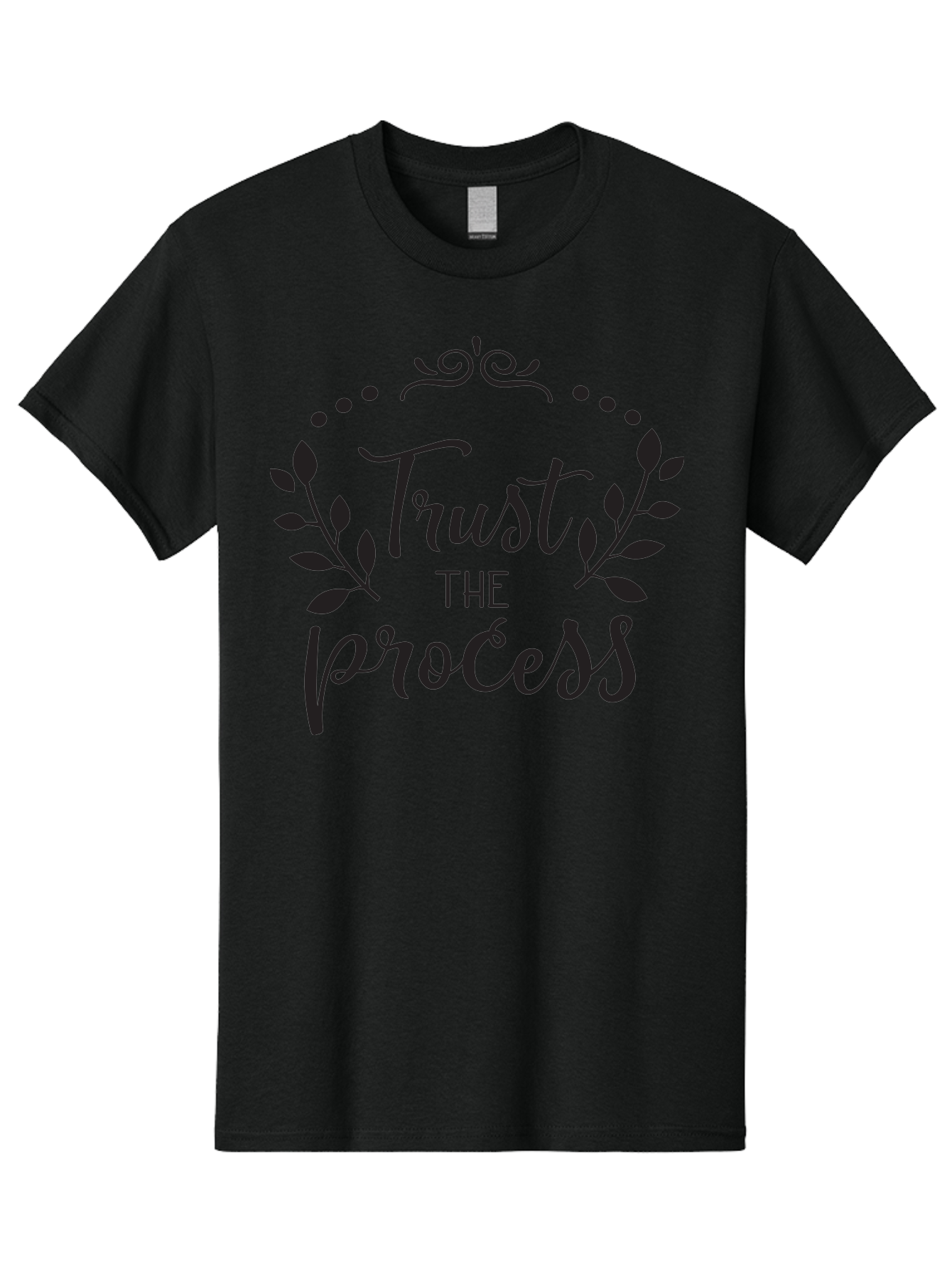 Trust-The-Process Men'S Graphic Tee, 100% Cotton, Comfortable Casual Summer Wear, Machine Washable, Trust The Process, Motivational Quote, Leafy Wreath, Inspirational Words, Positive Affirmation, Decorative Typography, Empowerment Message, Aad272