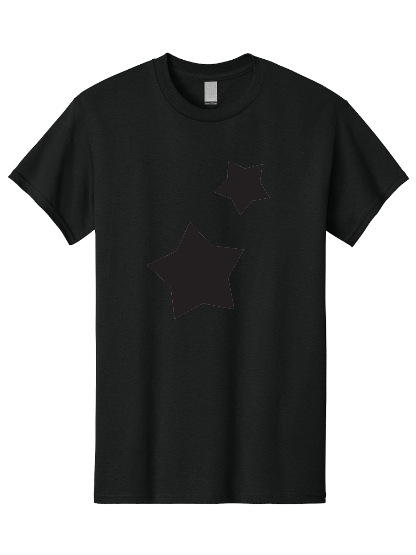 Two-Black-Stars Men'S Graphic Tee, 100% Cotton, Comfortable Casual Summer Wear, Machine Washable, Star Silhouettes, Black Stars, Simple Shapes, Minimalist Design, Abstract Art, Celestial Theme, Graphic Elements, Creative Design Aad275