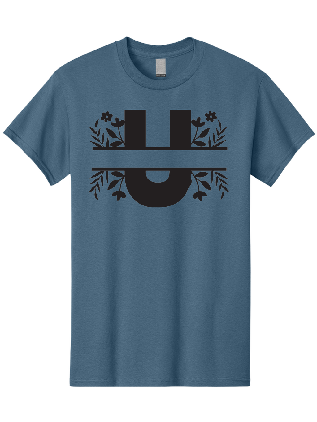 U-1 Men'S Graphic Tee, 100% Cotton, Comfortable Casual Summer Wear, Machine Washable, Floral Logo, Stylized Lettering, Black Silhouette, Leafy Vines, Floral Motifs, Elegant Design, Modern Aesthetic Aad276