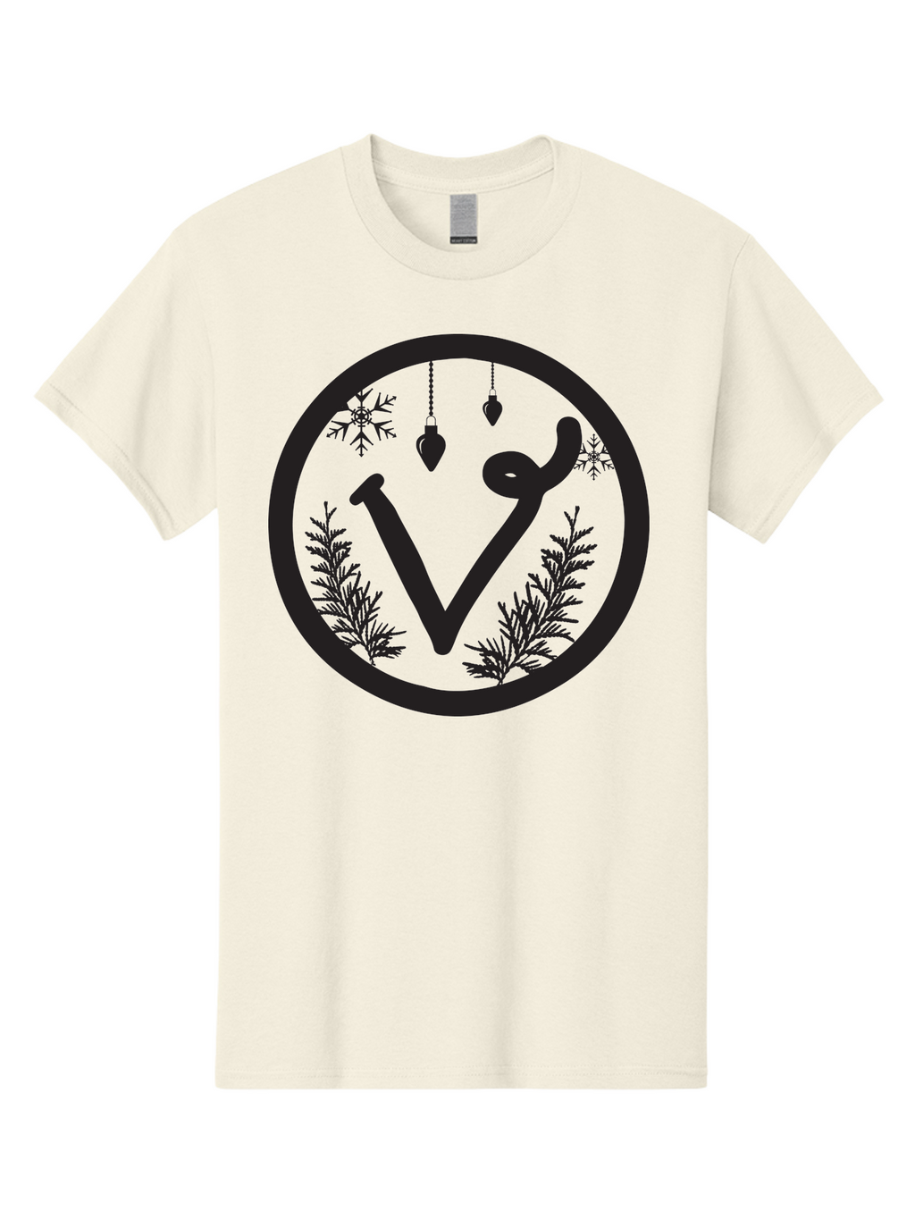 V-Rune-Symbol Men'S Graphic Tee, 100% Cotton, Comfortable Casual Summer Wear, Machine Washable, V Rune Symbol, Norse Mythology, Ancient Runes, Mystical Symbols, Winter Solstice, Snowflakes, Hanging Ornaments, Fir Branches, Mysticism, Aad279