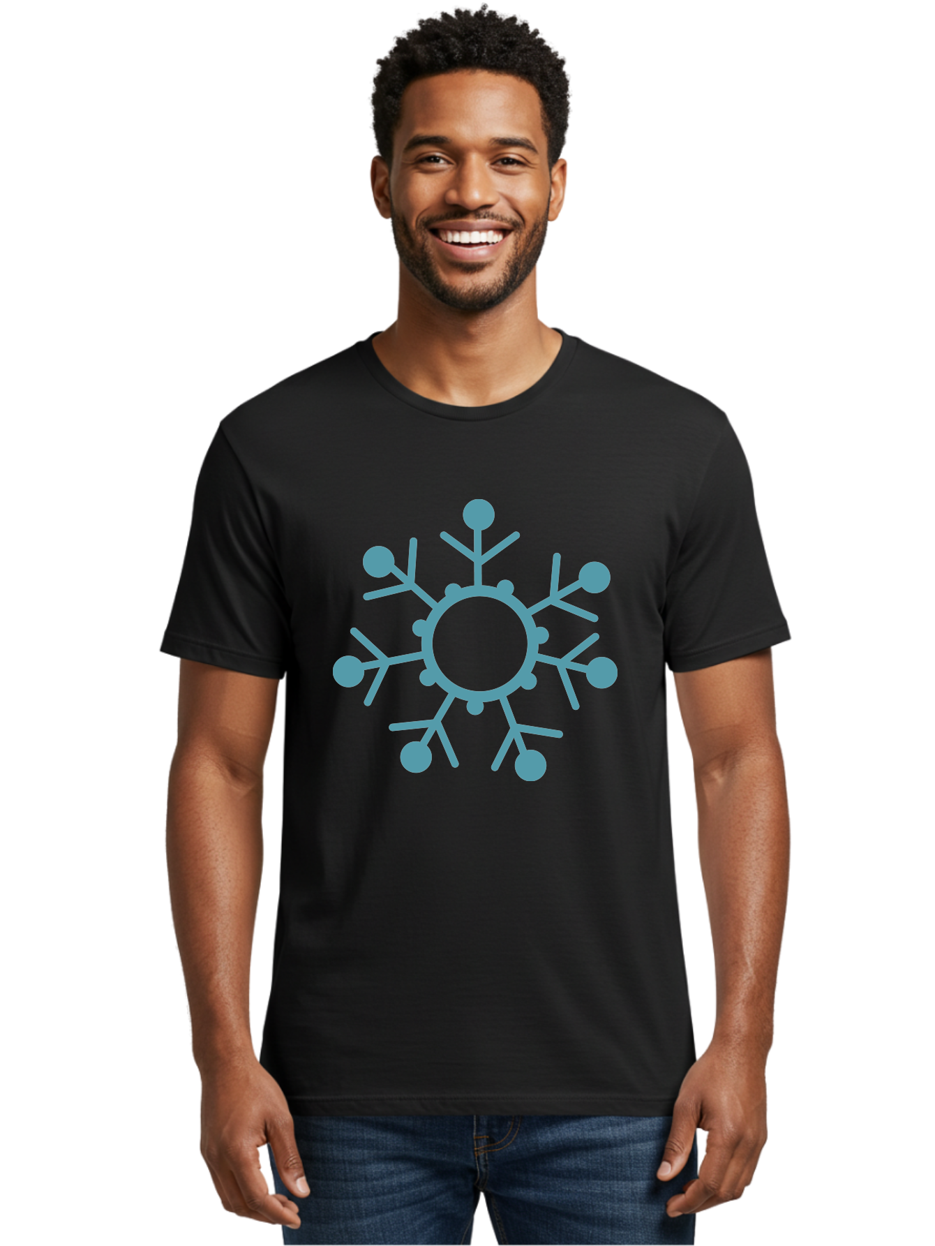 Virus Men'S Graphic Tee, 100% Cotton, Comfortable Casual Summer Wear, Machine Washable, Blue Snowflake, Winter Symbol, Frosty Design, Icy Pattern, Cold Weather Icon, Seasonal Graphic, Stylized Snowflake, Abstract Frost, Frozen Motif Aad280