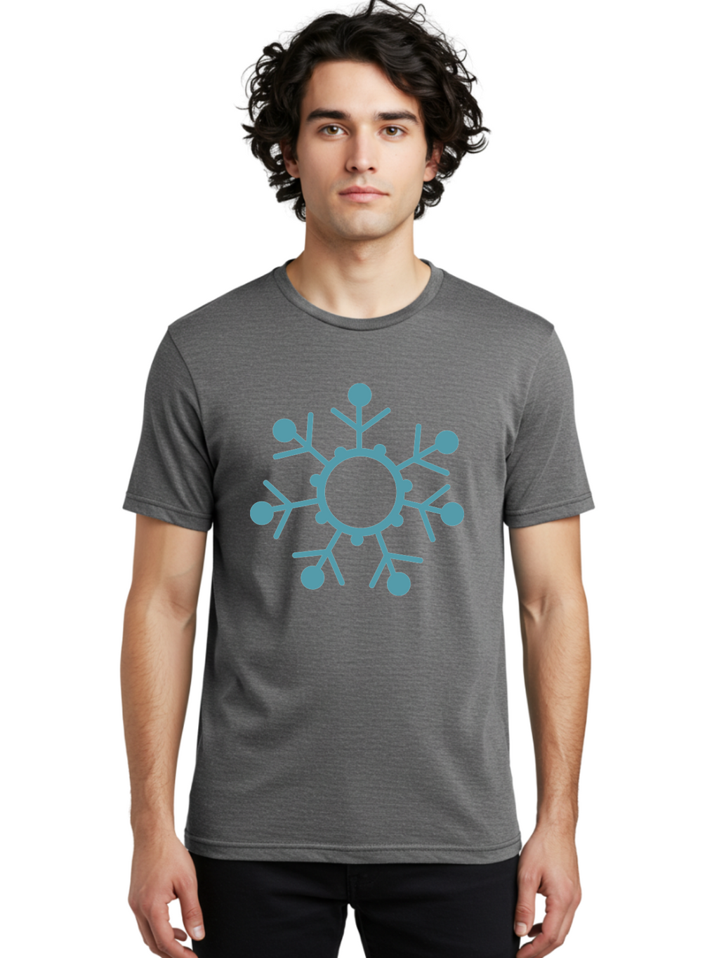 Virus Men'S Graphic Tee, 100% Cotton, Comfortable Casual Summer Wear, Machine Washable, Blue Snowflake, Winter Symbol, Frosty Design, Icy Pattern, Cold Weather Icon, Seasonal Graphic, Stylized Snowflake, Abstract Frost, Frozen Motif Aad280