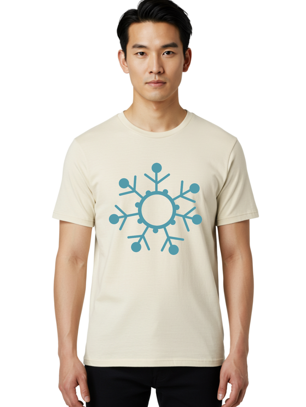 Virus Men'S Graphic Tee, 100% Cotton, Comfortable Casual Summer Wear, Machine Washable, Blue Snowflake, Winter Symbol, Frosty Design, Icy Pattern, Cold Weather Icon, Seasonal Graphic, Stylized Snowflake, Abstract Frost, Frozen Motif Aad280