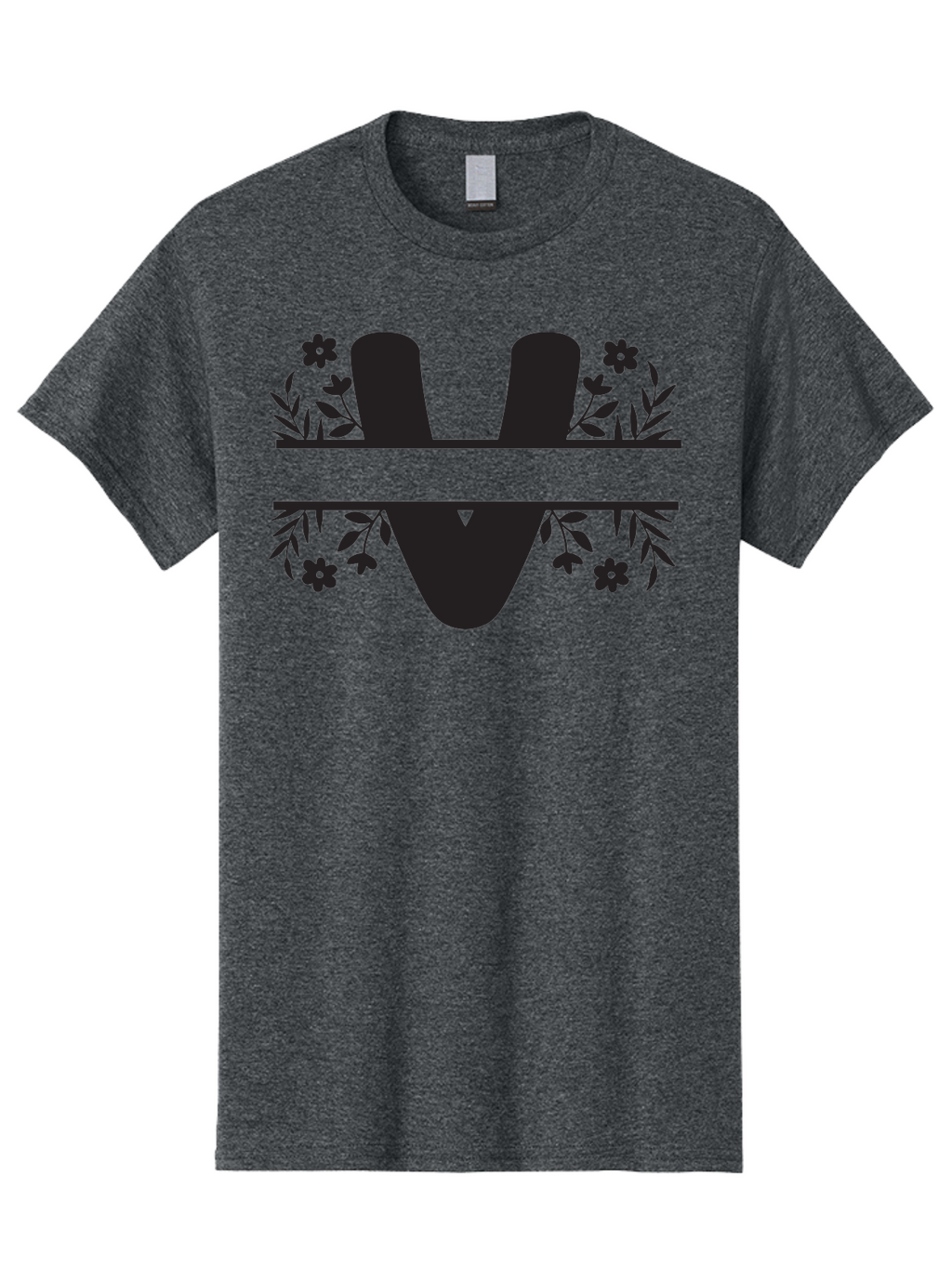 W-1 Men'S Graphic Tee, 100% Cotton, Comfortable Casual Summer Wear, Machine Washable, Stylish Letter W, Floral Design, Black Silhouette, Decorative Flowers, Minimalist Art, Elegant Typography, Modern Graphic Design Aad281