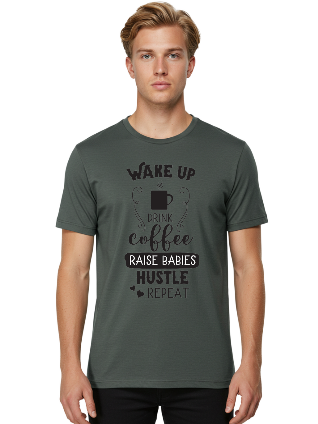 Wake-Up-Drink-Coffee Men'S Graphic Tee, 100% Cotton, Comfortable Casual Summer Wear, Machine Washable, Coffee Quote, Morning Motivation, Parenting Humor, Daily Grind, Coffee Lover, Hustle Culture, Mom Life, Funny Quote, Inspirational Quote Aad285