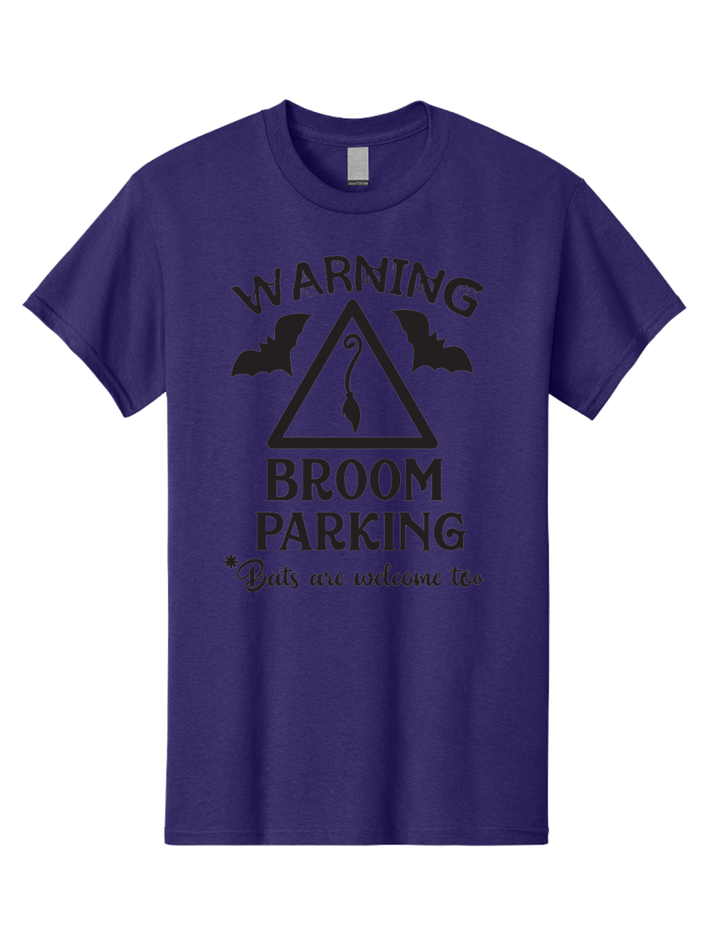 Warning-Broom-Parking Men'S Graphic Tee, 100% Cotton, Comfortable Casual Summer Wear, Machine Washable, Halloween Warning Sign, Broom Parking, Bats Are Welcome, Spooky Decor, Witchy Vibes, Halloween Decorations, Funny Halloween Signs Aad286