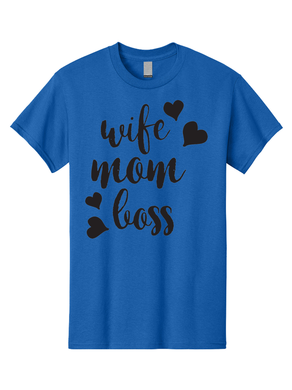 Wife-Mom-Boss Men'S Graphic Tee, 100% Cotton, Comfortable Casual Summer Wear, Machine Washable, Wife Mom Boss, Inspirational Quotes, Motivational Sayings, Empowering Women, Girl Power, Black Lettering, Heart Graphics, Modern Calligraphy Aad312