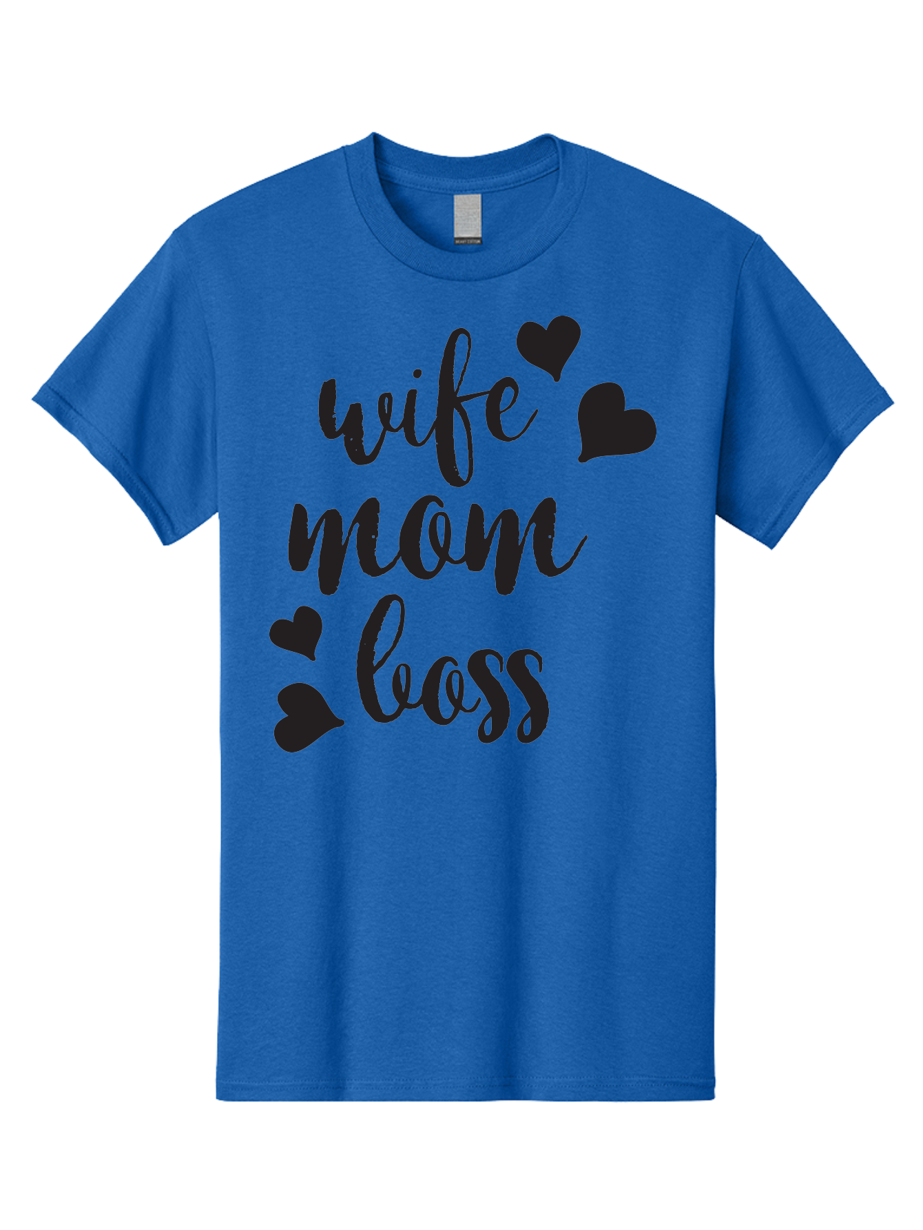 Wife-Mom-Boss Men'S Graphic Tee, 100% Cotton, Comfortable Casual Summer Wear, Machine Washable, Wife Mom Boss, Inspirational Quotes, Motivational Sayings, Empowering Women, Girl Power, Black Lettering, Heart Graphics, Modern Calligraphy Aad312
