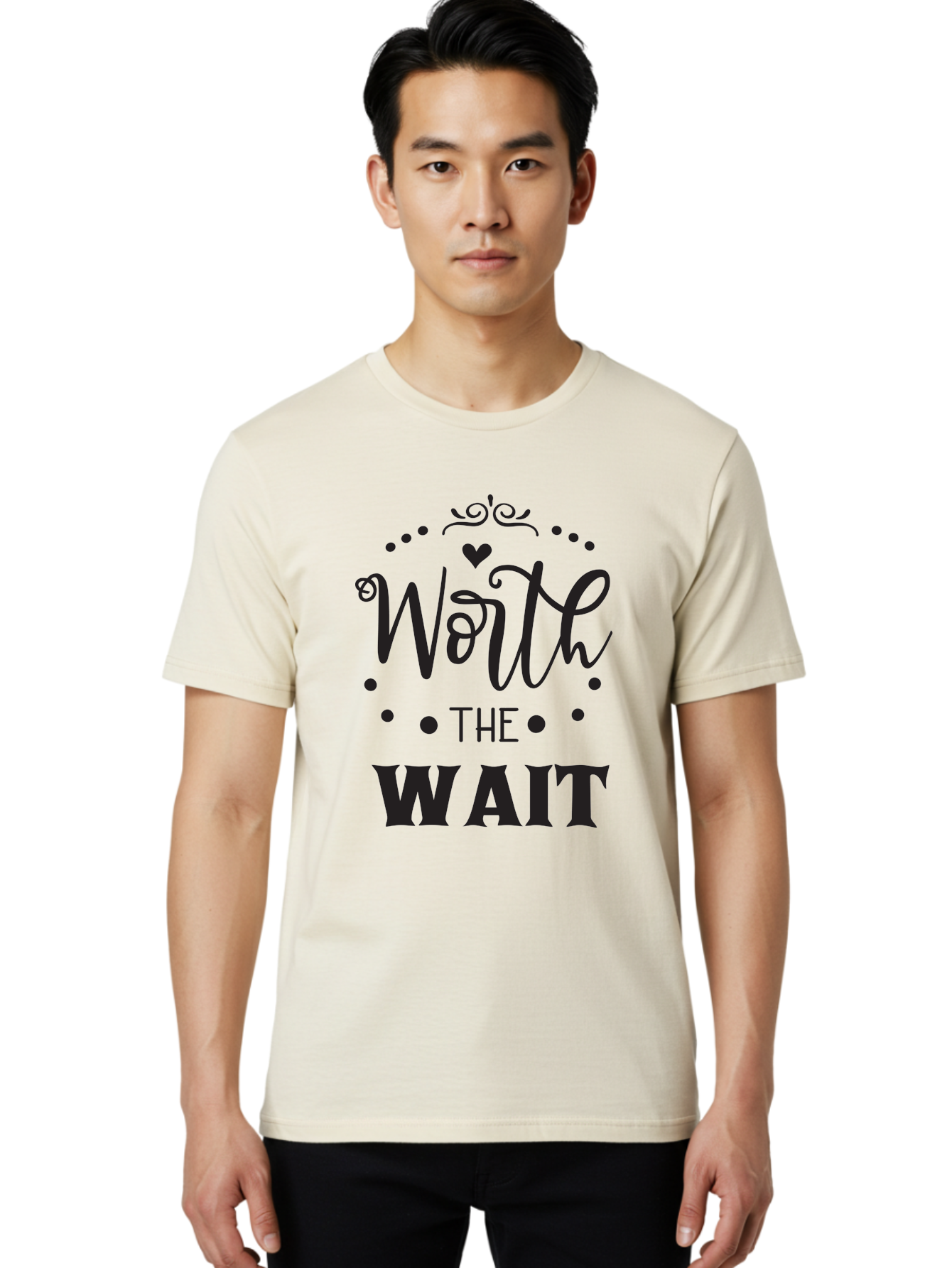 Worth-The-Wait-1 Men'S Graphic Tee, 100% Cotton, Comfortable Casual Summer Wear, Machine Washable, Motivational Quote, Worth The Wait, Inspirational Phrase, Waiting Is Worth It, Patience Is A Virtue, Positive Affirmation, Encouraging Words Aad318