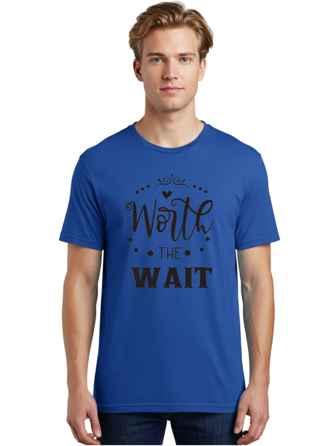Worth-The-Wait-1 Men'S Graphic Tee, 100% Cotton, Comfortable Casual Summer Wear, Machine Washable, Motivational Quote, Worth The Wait, Inspirational Phrase, Waiting Is Worth It, Patience Is A Virtue, Positive Affirmation, Encouraging Words Aad318