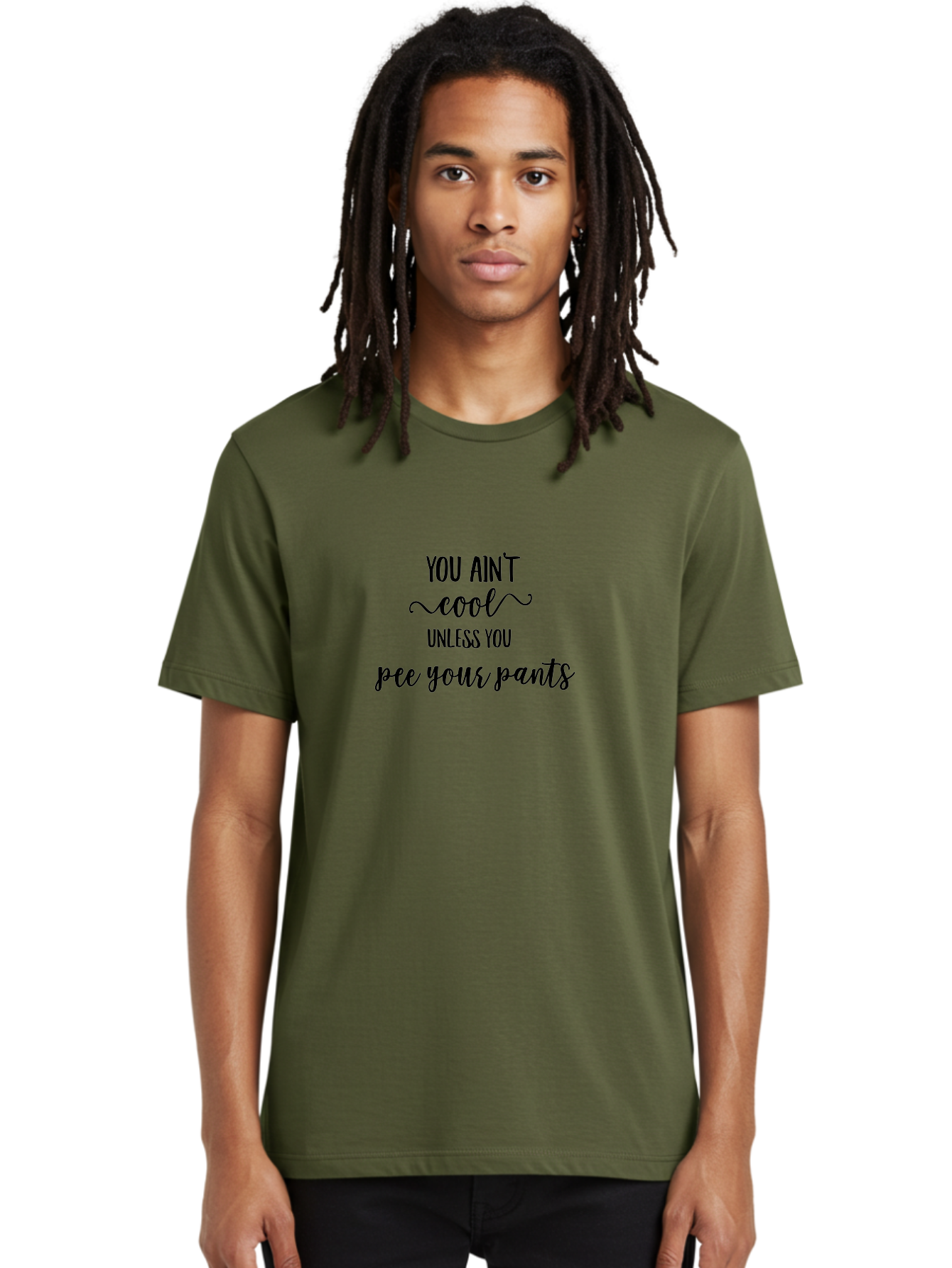 You-Ain-T-Cool-Unless-You-Pee-Your-Pants Men'S Graphic Tee, 100% Cotton, Comfortable Casual Summer Wear, Machine Washable, Funny Quote, Humor Graphic, Quirky Saying, Sarcastic Humor, Amusing Artwork, Bold Text, Playful Phrase Aad328