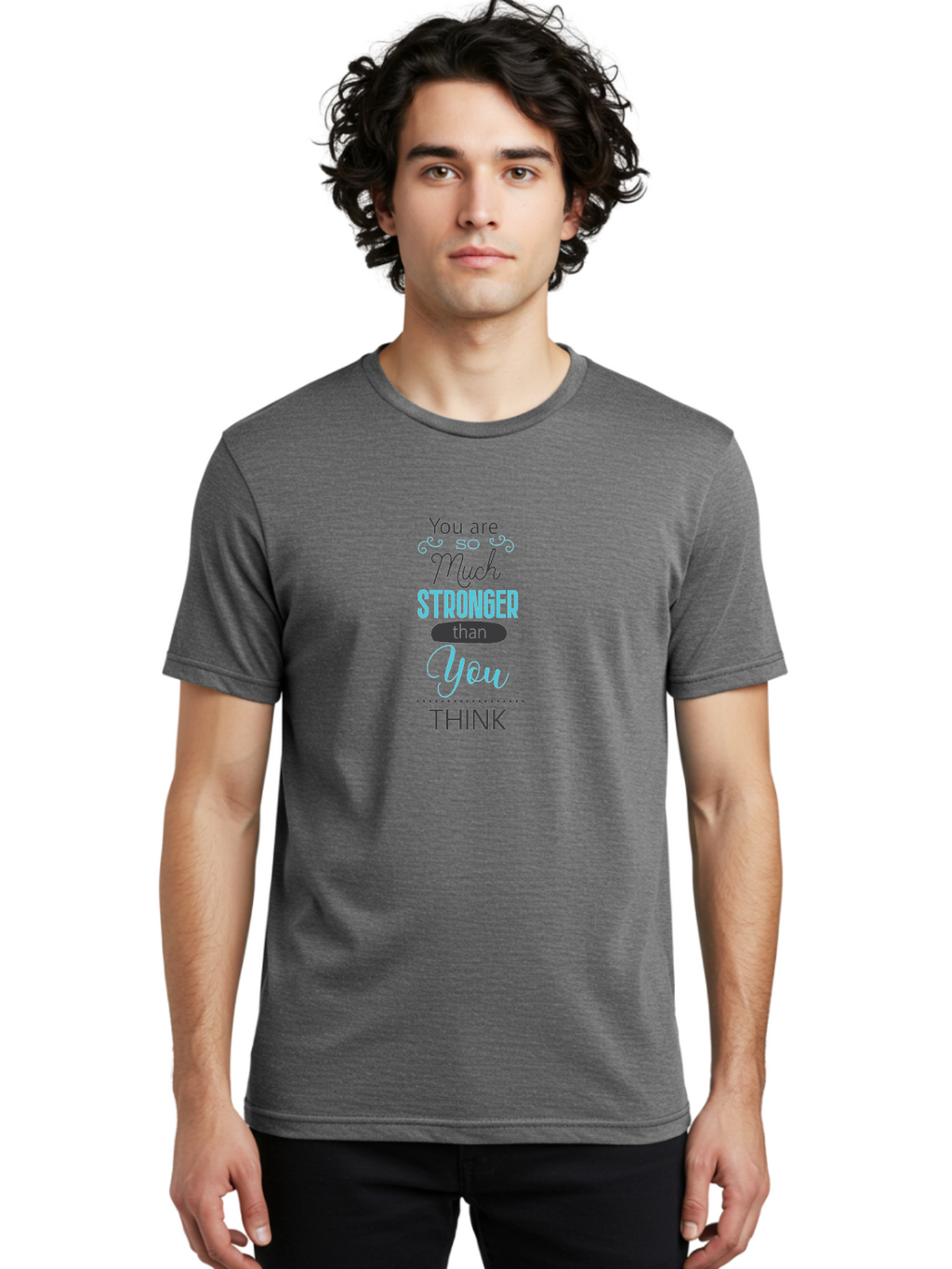 You-Are-Much-Stronger-Than-You-Think Men'S Graphic Tee, 100% Cotton, Comfortable Casual Summer Wear, Machine Washable, Motivational Quote, Inspirational Message, Empowerment, Confidence Booster, Positive Affirmation, Inner Strength Aad331