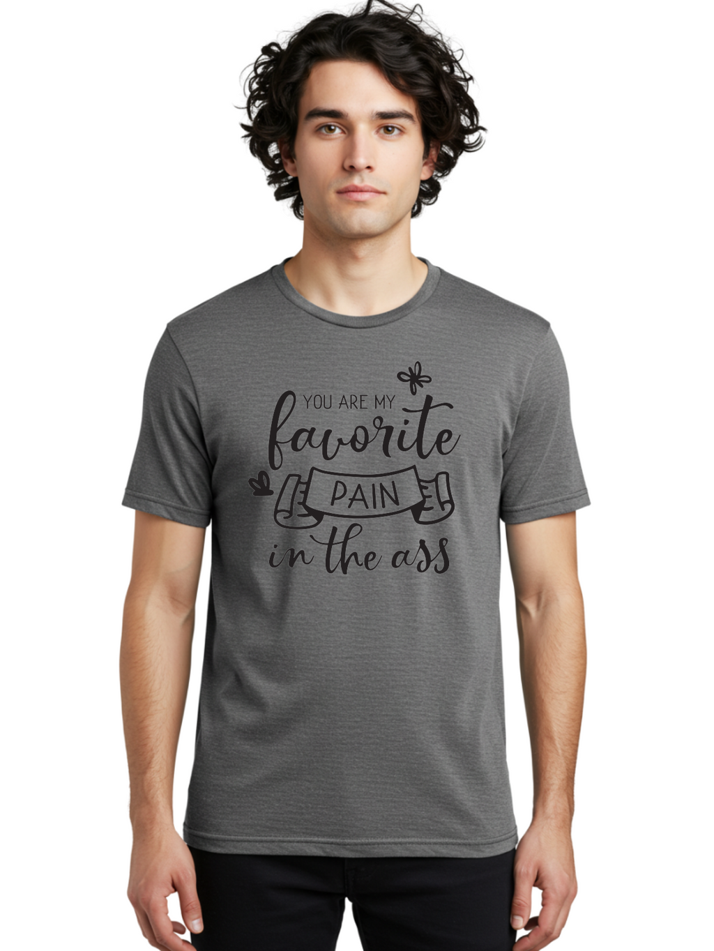 You-Are-My-Favorite-Pain-In-The-Ass Men'S Graphic Tee, 100% Cotton, Comfortable Casual Summer Wear, Machine Washable, Sarcastic Quotes, Funny Sayings, Quirky Humor, Playful Banter, Cheeky Phrases, Witty Remarks, Sassy Expressions, Aad332