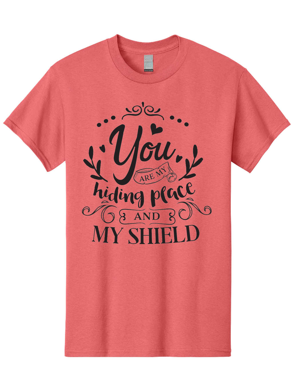 You-Are-My-Hiding-Place Men'S Graphic Tee, 100% Cotton, Comfortable Casual Summer Wear, Machine Washable, Inspirational Quote, Motivational Words, Love Message, Heartwarming Phrase, Decorative Typography, You Are My Hiding Place And My Shield, Aad333