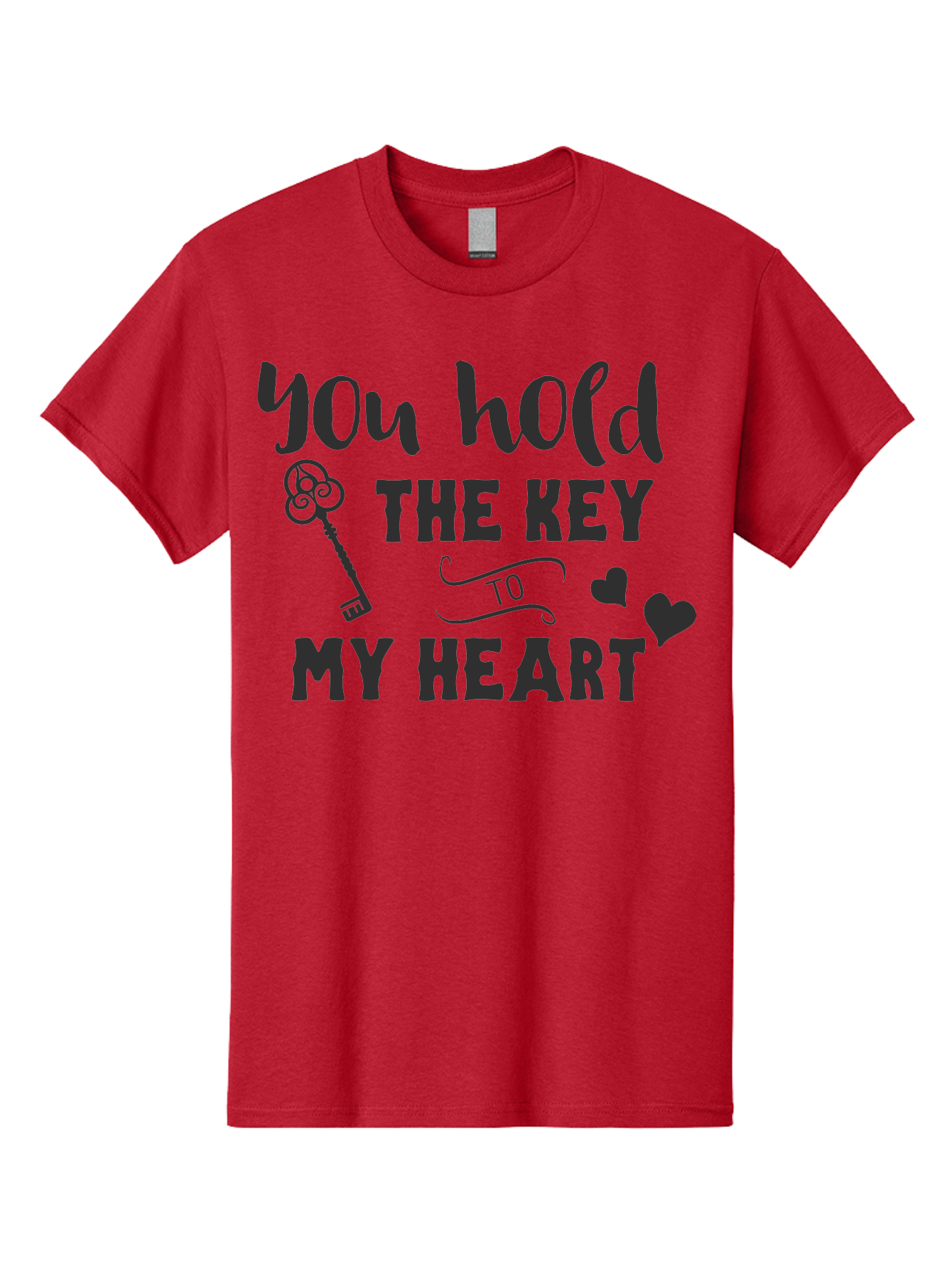 You-Hold-The-Key-To-My-Heart Men'S Graphic Tee, 100% Cotton, Comfortable Casual Summer Wear, Machine Washable, Romantic Quote, Love Message, Valentines Day Gift, Heartwarming Phrase, Couple Goals, Love Key, Heart Symbol, Decorative Hearts Aad342