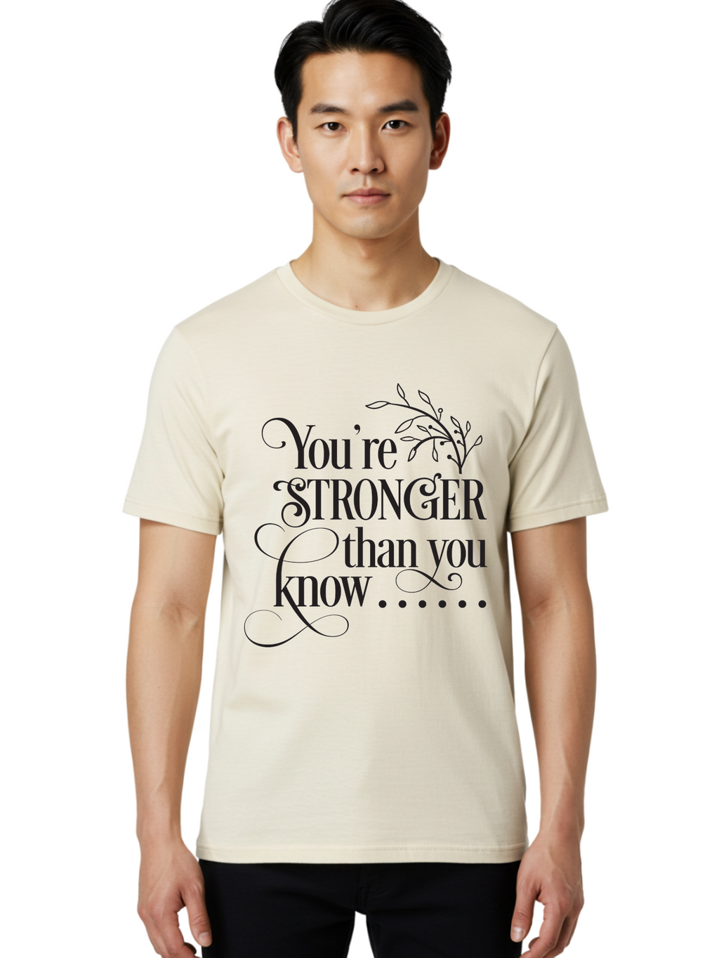 You-Re-Stronger-Than-You-Know Men'S Graphic Tee, 100% Cotton, Comfortable Casual Summer Wear, Machine Washable, Motivational Quote, Inspirational Message, Strength, Positivity, Empowerment, Encouragement, Inner Strength, Self-Improvement Aad347