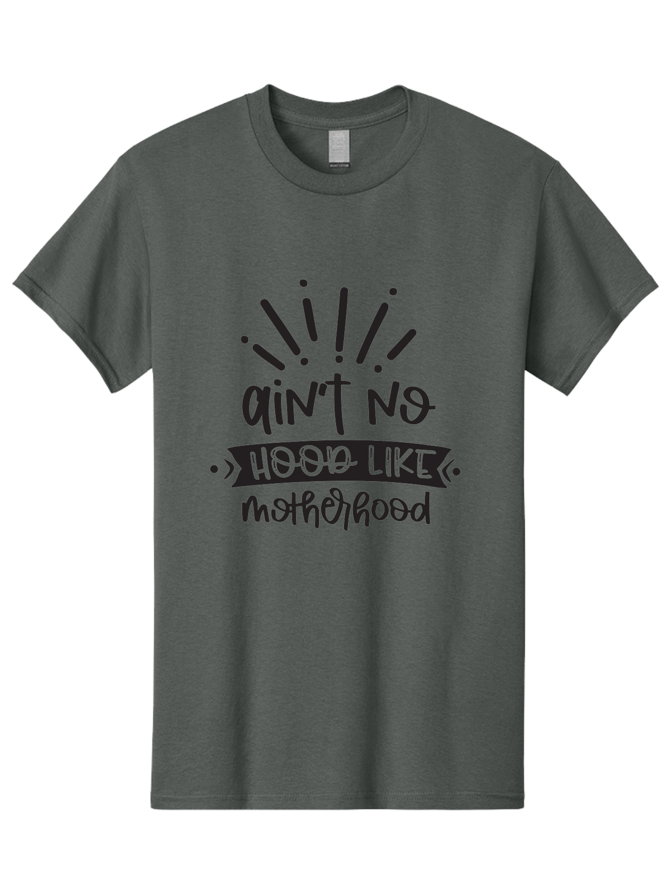 Ain-T-No-Hood-Like-Motherhood Men'S Graphic Tee, 100% Cotton, Comfortable Casual Summer Wear, Machine Washable, Funny Motherhood Quote, Playful Typography, Unique Fonts, Motherhood Humor, Parenting Jokes, Funny Mother Quotes, Mom Life, Aad355