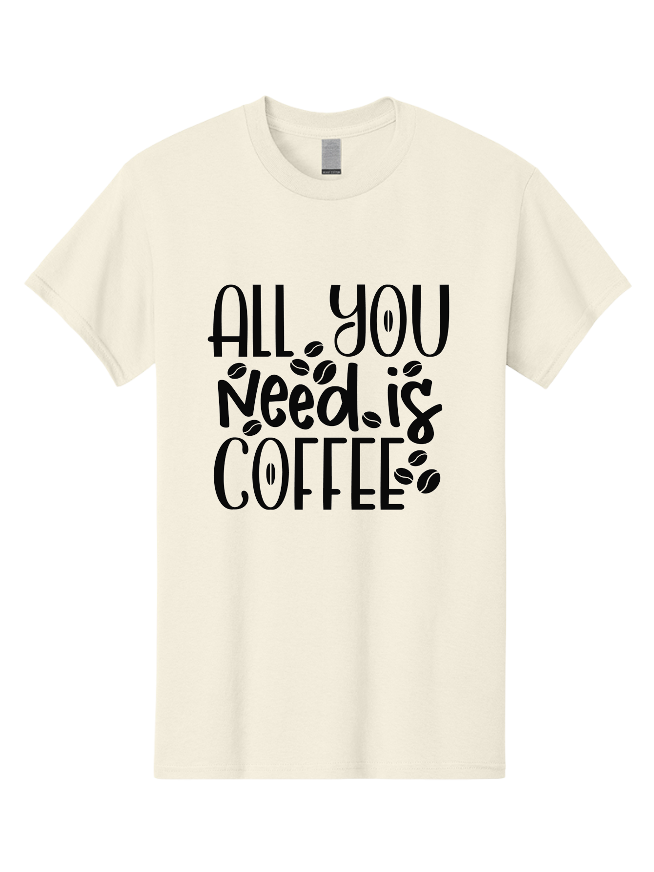 All-You-Need-Is-Coffee Men'S Graphic Tee, 100% Cotton, Comfortable Casual Summer Wear, Machine Washable, Coffee Lover Quote, Coffee Beans, Caffeine Fix, Coffee Motivation, Coffee Inspiration, Coffee Culture, Coffee Quote Aad356