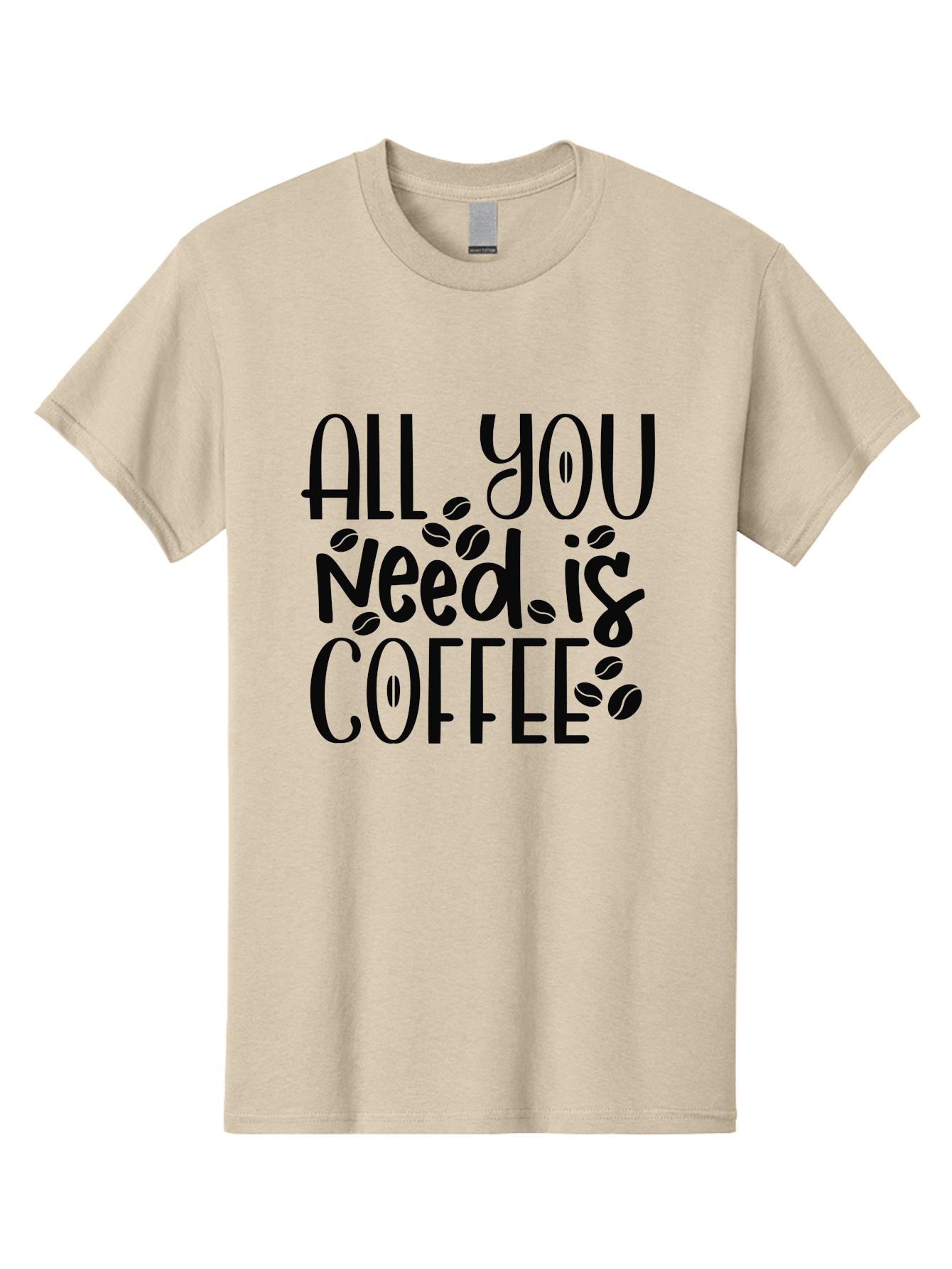 All-You-Need-Is-Coffee Men'S Graphic Tee, 100% Cotton, Comfortable Casual Summer Wear, Machine Washable, Coffee Lover Quote, Coffee Beans, Caffeine Fix, Coffee Motivation, Coffee Inspiration, Coffee Culture, Coffee Quote Aad356