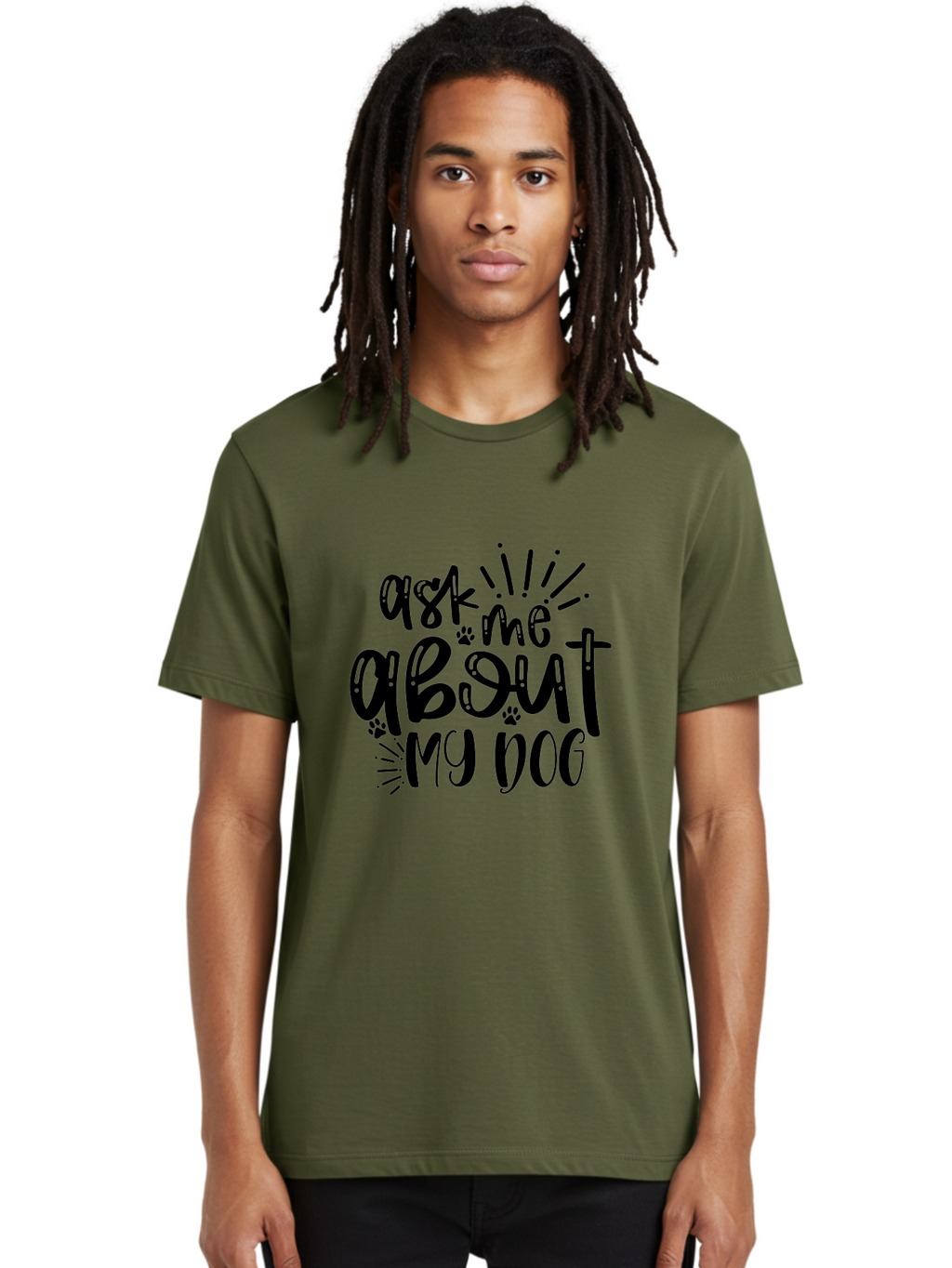 Ask-Me-About-My-Dog Men'S Graphic Tee, 100% Cotton, Comfortable Casual Summer Wear, Machine Washable, Dog Lover Quote, Pet Owner, Dog Mom, Dog Dad, Pet Parent, Dog Enthusiast, Paw Print, Funny Dog Saying, Dog Quote Aad357