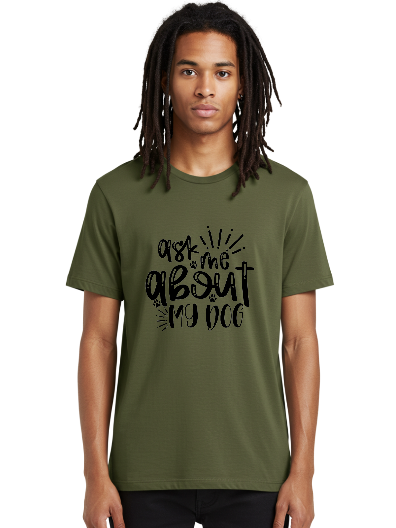 Ask-Me-About-My-Dog Men'S Graphic Tee, 100% Cotton, Comfortable Casual Summer Wear, Machine Washable, Dog Lover Quote, Pet Owner, Dog Mom, Dog Dad, Pet Parent, Dog Enthusiast, Paw Print, Funny Dog Saying, Dog Quote Aad357