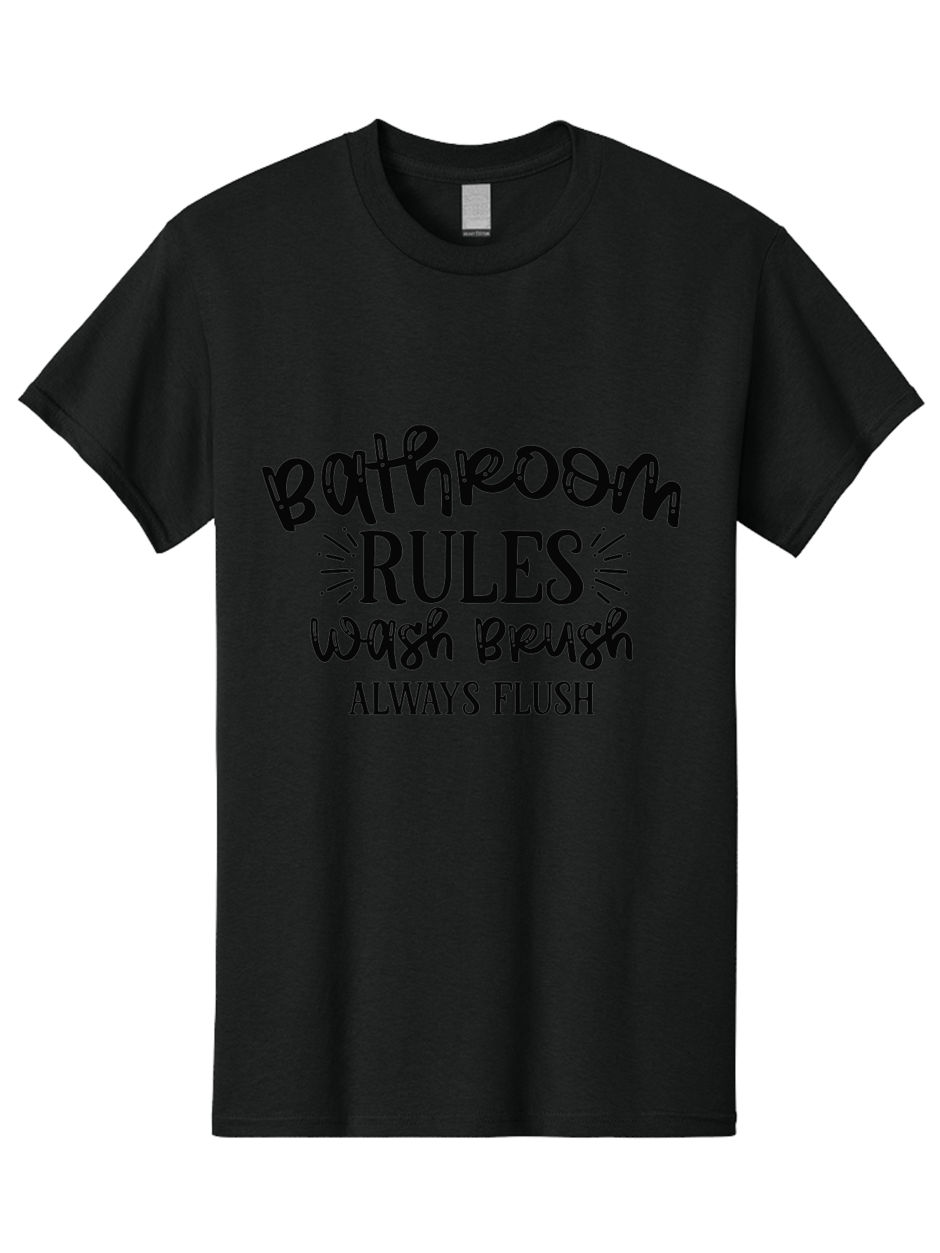 Bathroom-Rules Men'S Graphic Tee, 100% Cotton, Comfortable Casual Summer Wear, Machine Washable, Bathroom Etiquette, Bathroom Rules, Wash Brush, Always Flush, Bathroom Hygiene, Toilet Rules, Handwashing Reminders Aad360