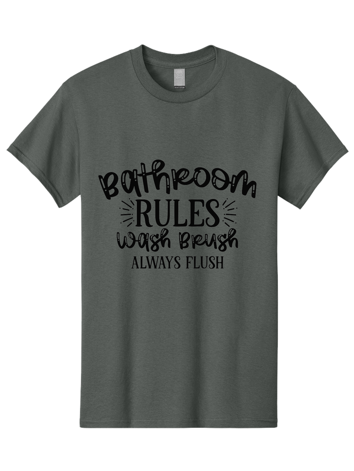 Bathroom-Rules Men'S Graphic Tee, 100% Cotton, Comfortable Casual Summer Wear, Machine Washable, Bathroom Etiquette, Bathroom Rules, Wash Brush, Always Flush, Bathroom Hygiene, Toilet Rules, Handwashing Reminders Aad360