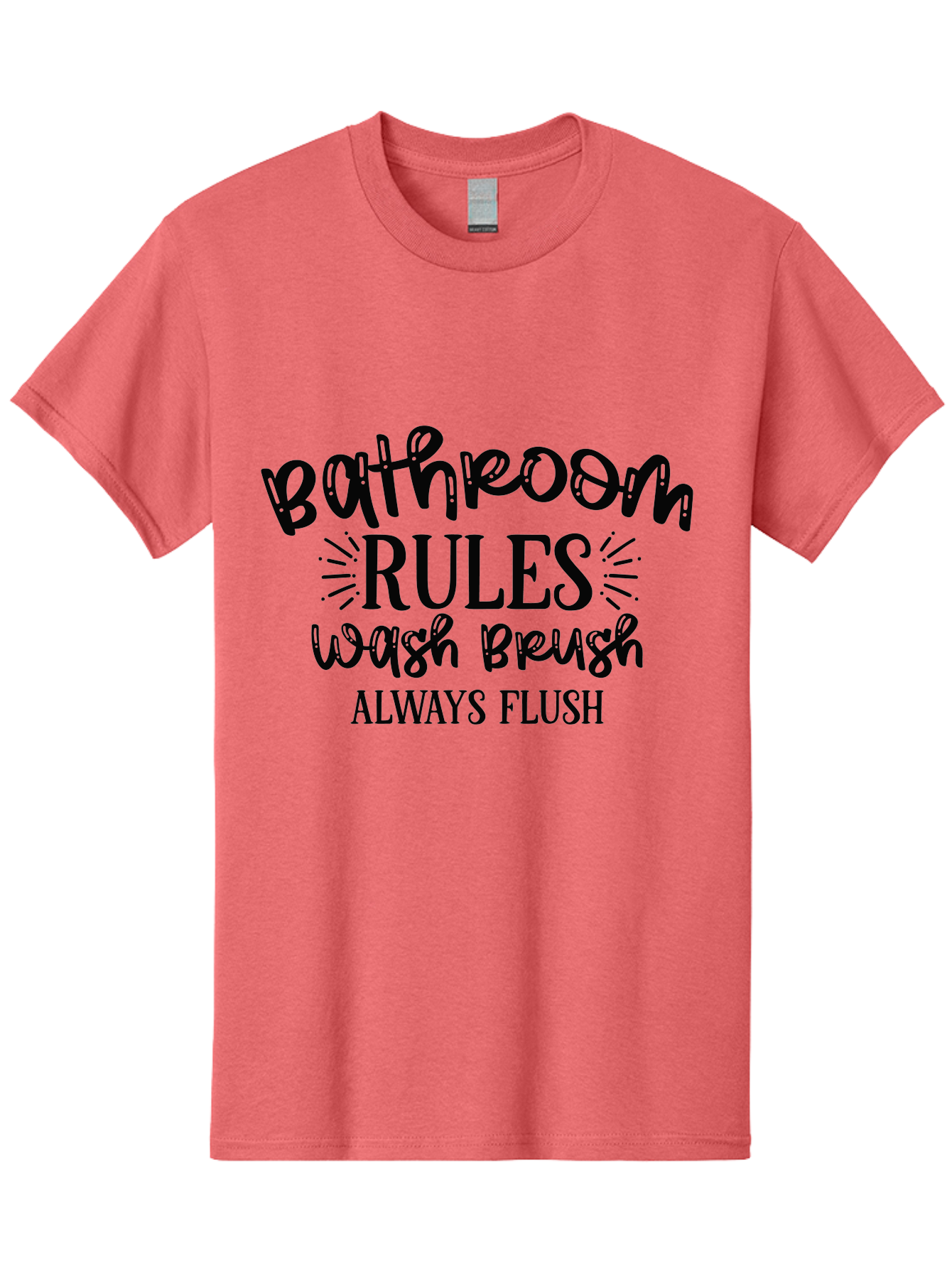 Bathroom-Rules Men'S Graphic Tee, 100% Cotton, Comfortable Casual Summer Wear, Machine Washable, Bathroom Etiquette, Bathroom Rules, Wash Brush, Always Flush, Bathroom Hygiene, Toilet Rules, Handwashing Reminders Aad360