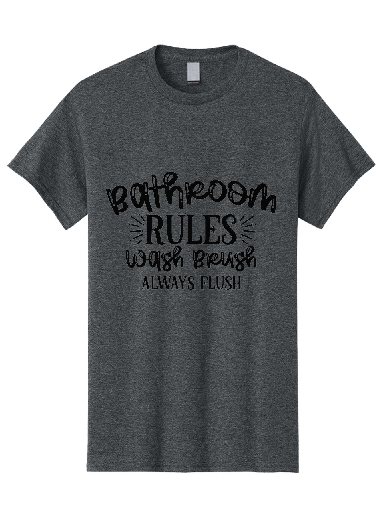 Bathroom-Rules Men'S Graphic Tee, 100% Cotton, Comfortable Casual Summer Wear, Machine Washable, Bathroom Etiquette, Bathroom Rules, Wash Brush, Always Flush, Bathroom Hygiene, Toilet Rules, Handwashing Reminders Aad360