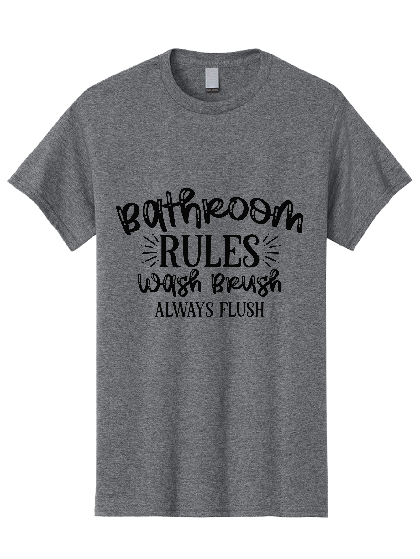 Bathroom-Rules Men'S Graphic Tee, 100% Cotton, Comfortable Casual Summer Wear, Machine Washable, Bathroom Etiquette, Bathroom Rules, Wash Brush, Always Flush, Bathroom Hygiene, Toilet Rules, Handwashing Reminders Aad360