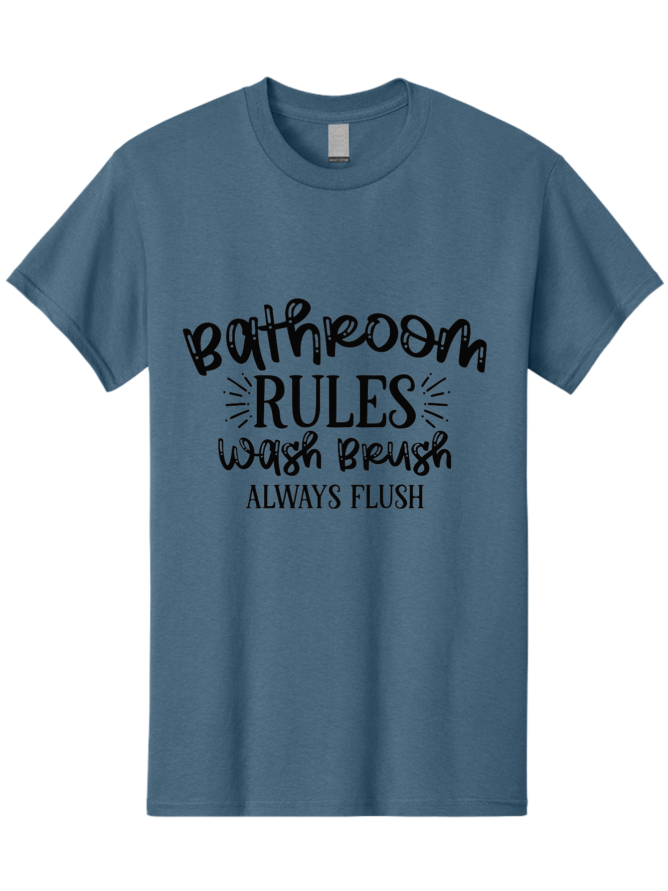 Bathroom-Rules Men'S Graphic Tee, 100% Cotton, Comfortable Casual Summer Wear, Machine Washable, Bathroom Etiquette, Bathroom Rules, Wash Brush, Always Flush, Bathroom Hygiene, Toilet Rules, Handwashing Reminders Aad360