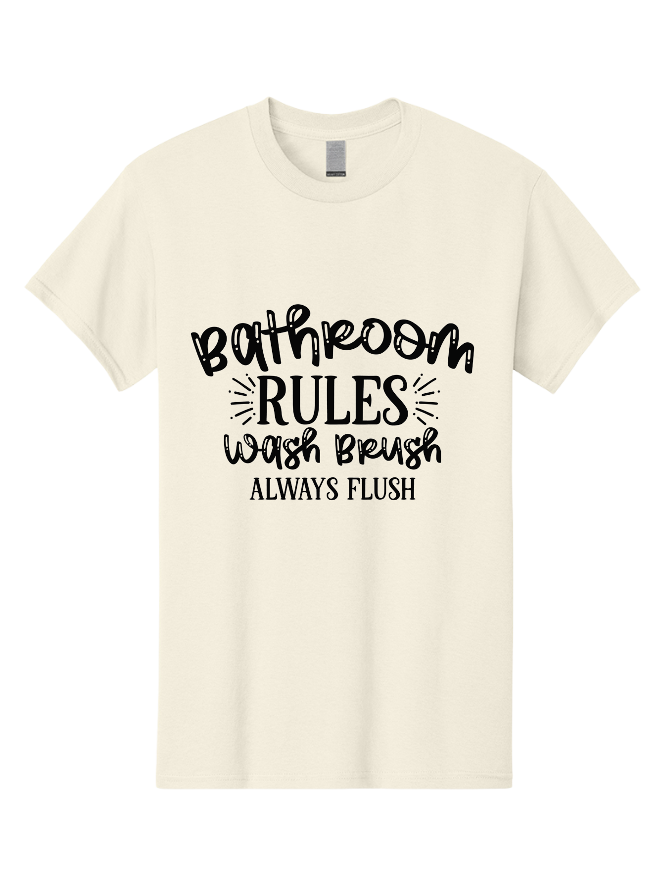 Bathroom-Rules Men'S Graphic Tee, 100% Cotton, Comfortable Casual Summer Wear, Machine Washable, Bathroom Etiquette, Bathroom Rules, Wash Brush, Always Flush, Bathroom Hygiene, Toilet Rules, Handwashing Reminders Aad360