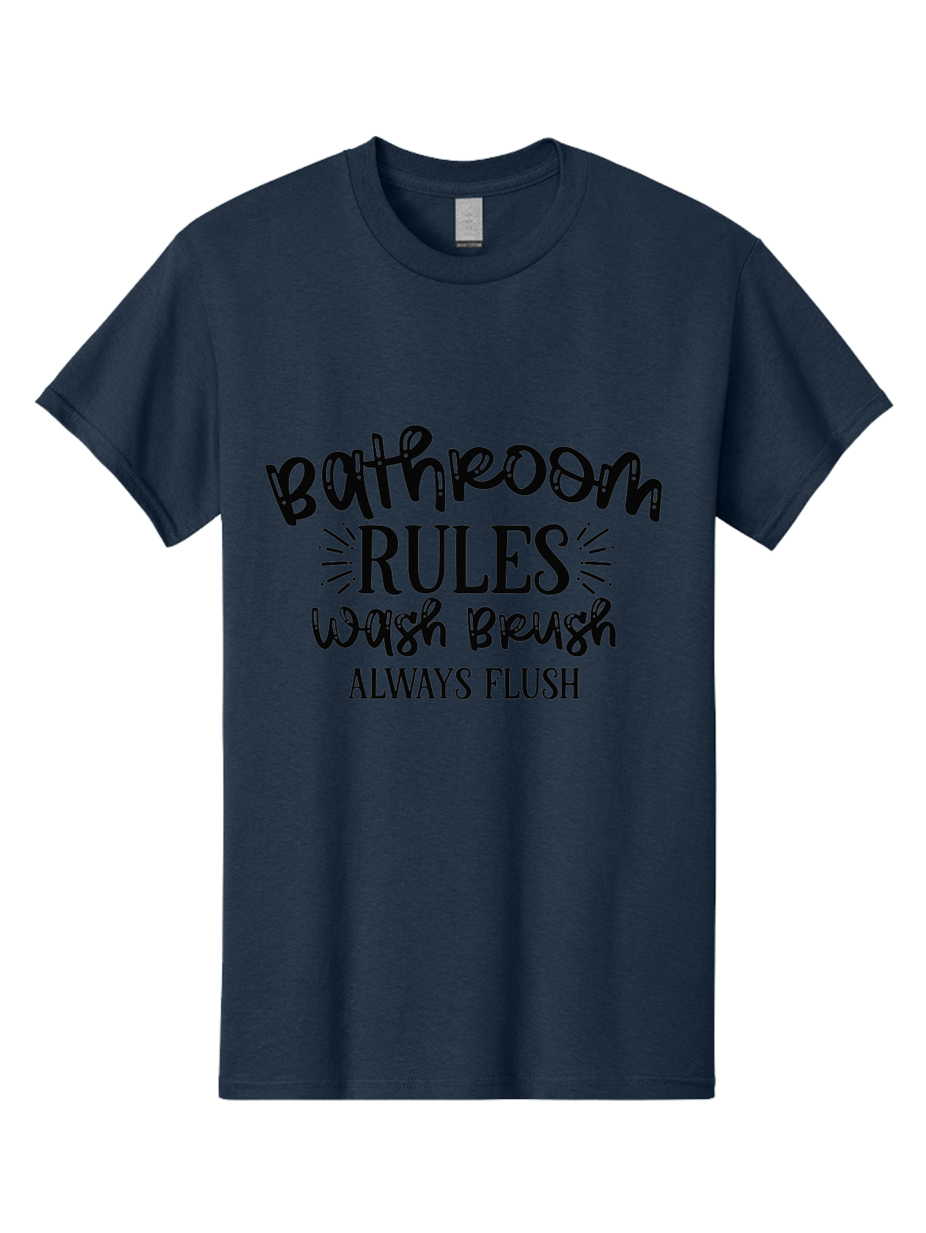 Bathroom-Rules Men'S Graphic Tee, 100% Cotton, Comfortable Casual Summer Wear, Machine Washable, Bathroom Etiquette, Bathroom Rules, Wash Brush, Always Flush, Bathroom Hygiene, Toilet Rules, Handwashing Reminders Aad360
