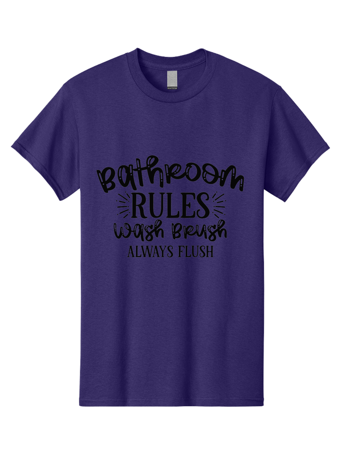 Bathroom-Rules Men'S Graphic Tee, 100% Cotton, Comfortable Casual Summer Wear, Machine Washable, Bathroom Etiquette, Bathroom Rules, Wash Brush, Always Flush, Bathroom Hygiene, Toilet Rules, Handwashing Reminders Aad360