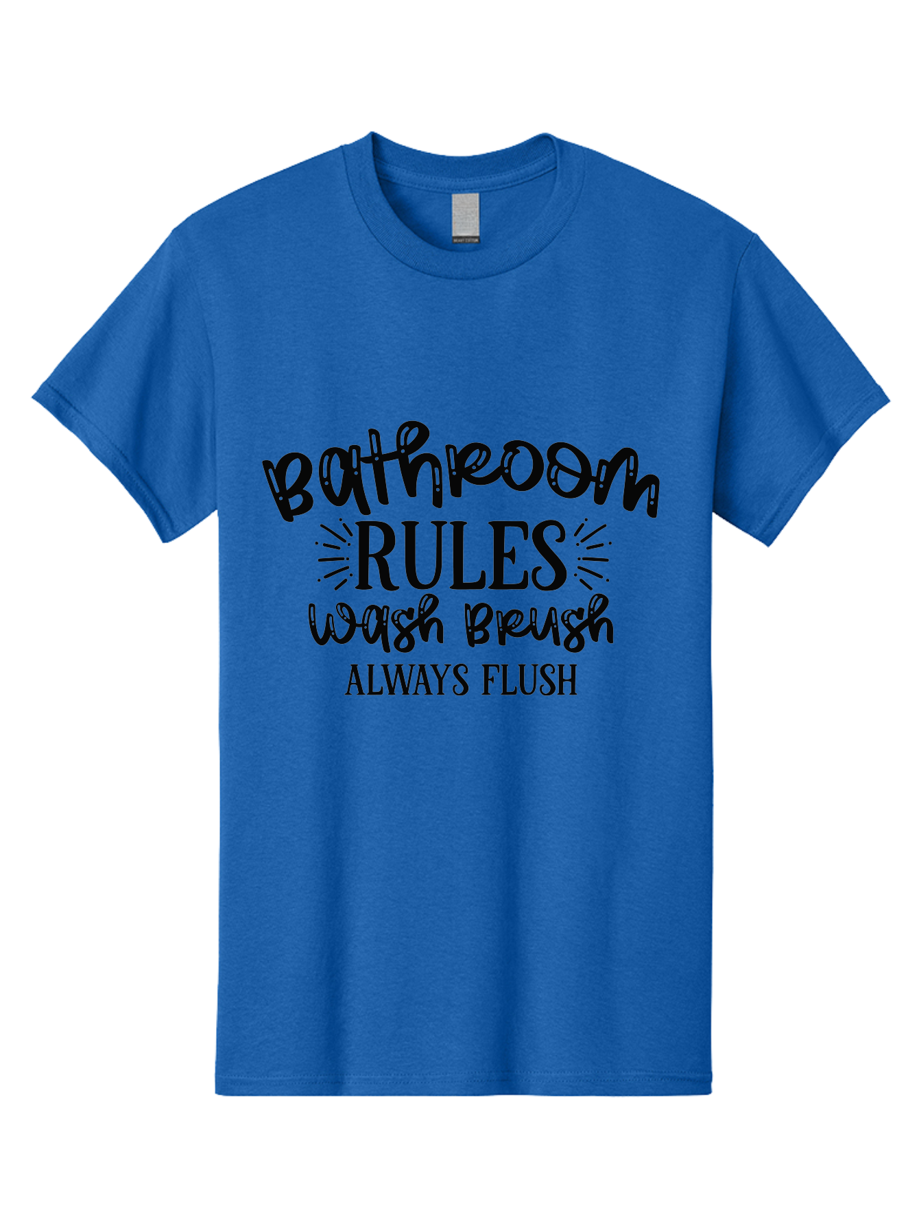 Bathroom-Rules Men'S Graphic Tee, 100% Cotton, Comfortable Casual Summer Wear, Machine Washable, Bathroom Etiquette, Bathroom Rules, Wash Brush, Always Flush, Bathroom Hygiene, Toilet Rules, Handwashing Reminders Aad360