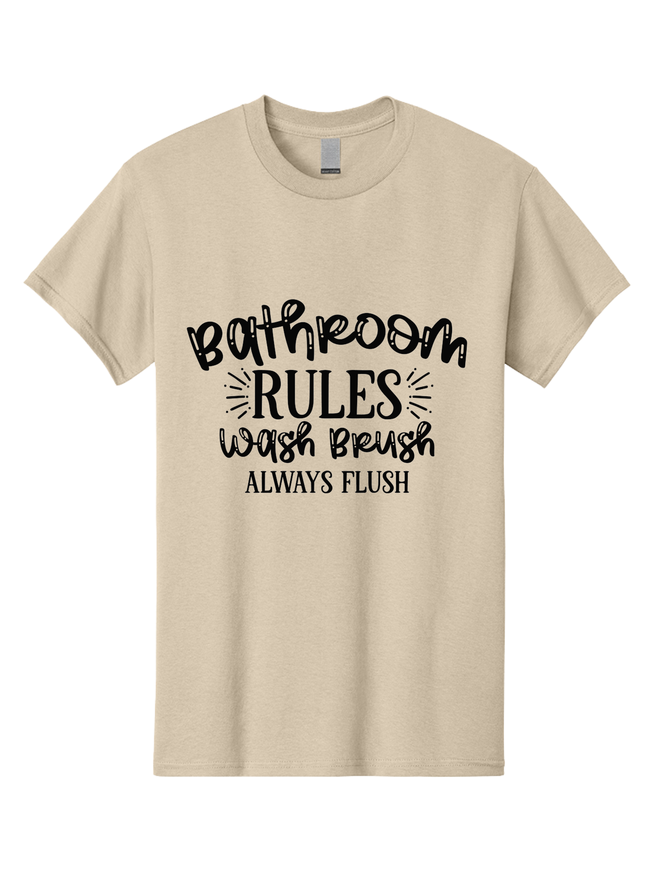 Bathroom-Rules Men'S Graphic Tee, 100% Cotton, Comfortable Casual Summer Wear, Machine Washable, Bathroom Etiquette, Bathroom Rules, Wash Brush, Always Flush, Bathroom Hygiene, Toilet Rules, Handwashing Reminders Aad360