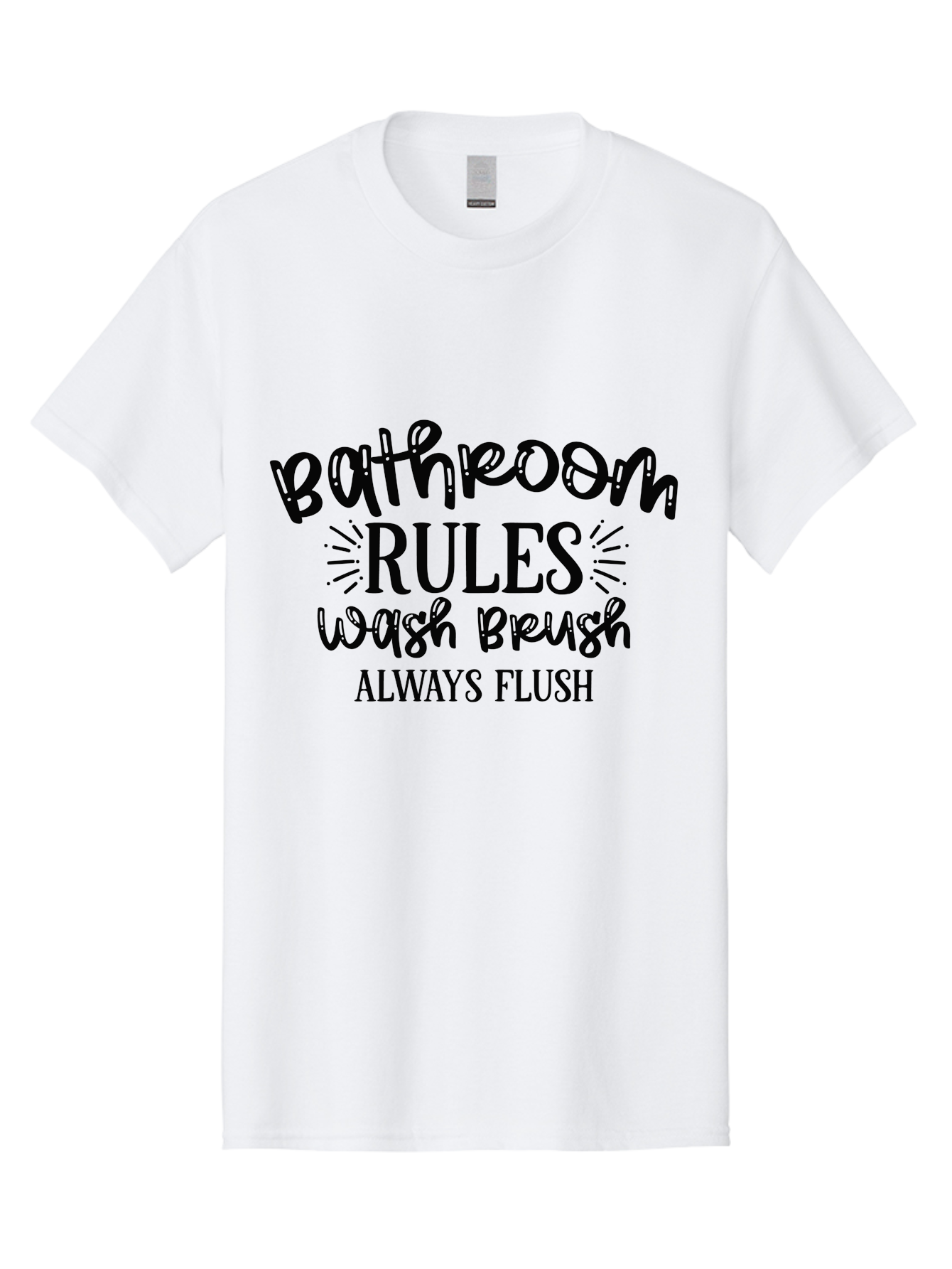 Bathroom-Rules Men'S Graphic Tee, 100% Cotton, Comfortable Casual Summer Wear, Machine Washable, Bathroom Etiquette, Bathroom Rules, Wash Brush, Always Flush, Bathroom Hygiene, Toilet Rules, Handwashing Reminders Aad360