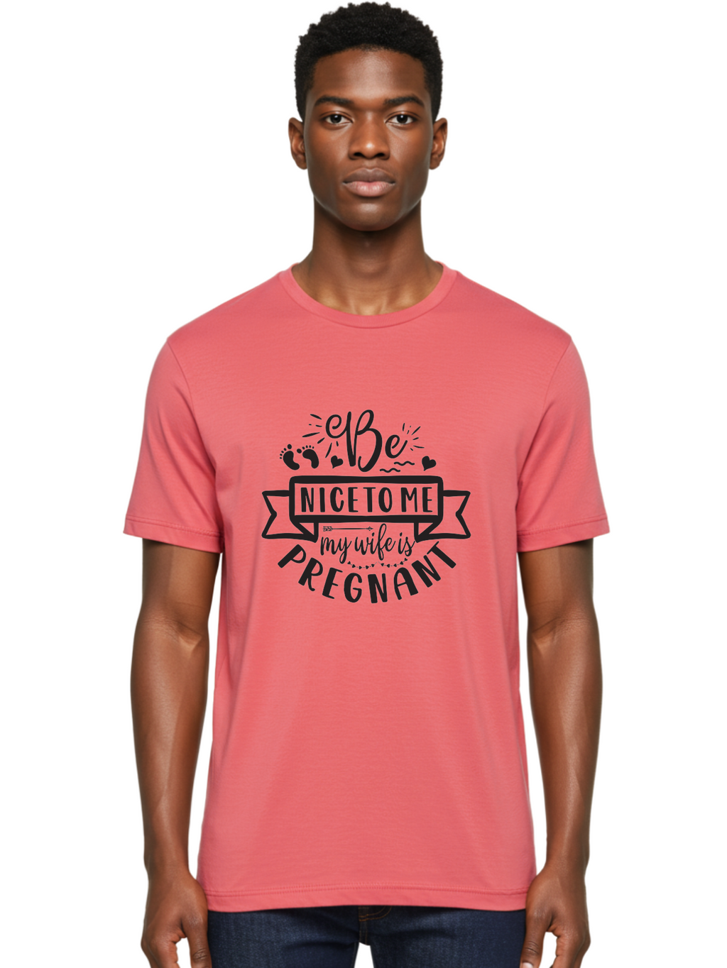Be-Nice-To-Me-My-Wife-Is-Pregnant Men'S Graphic Tee, 100% Cotton, Comfortable Casual Summer Wear, Machine Washable, Pregnancy Announcement, Expectant Mother, Baby On The Way, Husband Humor, Cute Design, Funny T-Shirt, Pregnancy Reveal, Aad362
