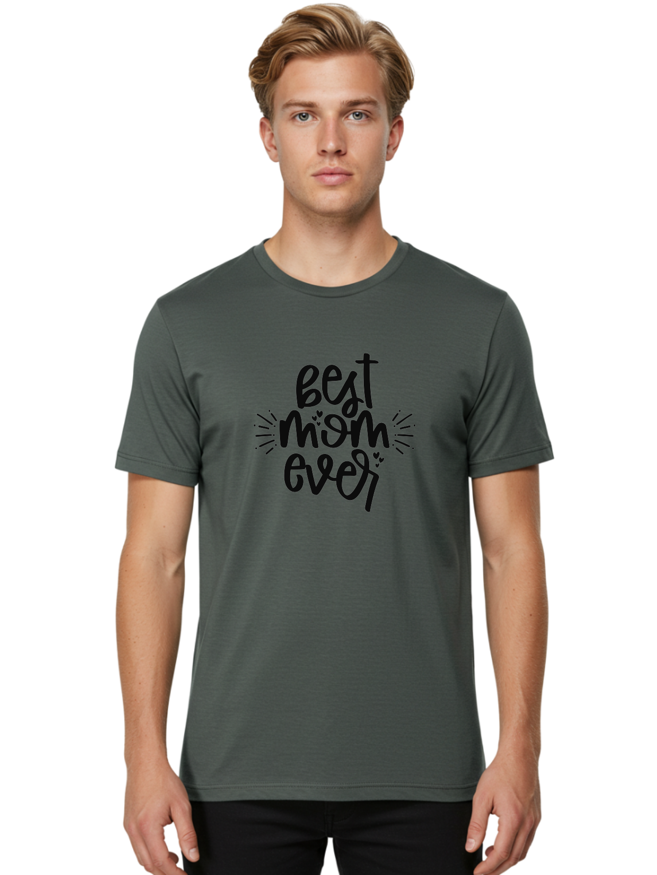 Best-Mom-Ever Men'S Graphic Tee, 100% Cotton, Comfortable Casual Summer Wear, Machine Washable, Handwritten Font, Best Mom Ever, Mother'S Day Gift, Heartwarming Message, Love, Gratitude, Celebration, Appreciation, Mothers Day, Mom'S Love Aad364