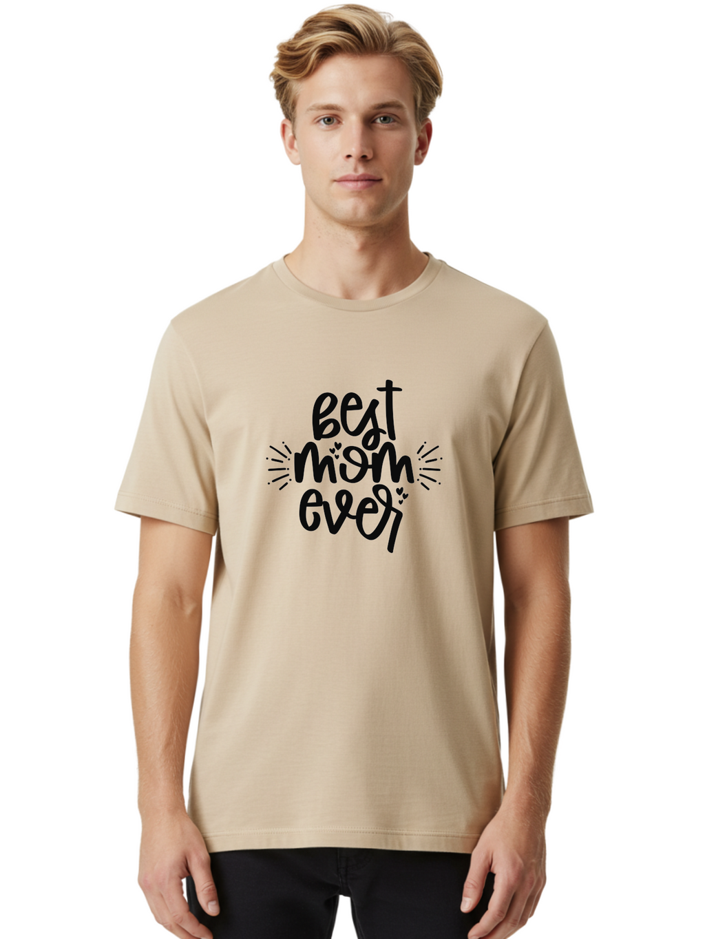 Best-Mom-Ever Men'S Graphic Tee, 100% Cotton, Comfortable Casual Summer Wear, Machine Washable, Handwritten Font, Best Mom Ever, Mother'S Day Gift, Heartwarming Message, Love, Gratitude, Celebration, Appreciation, Mothers Day, Mom'S Love Aad364