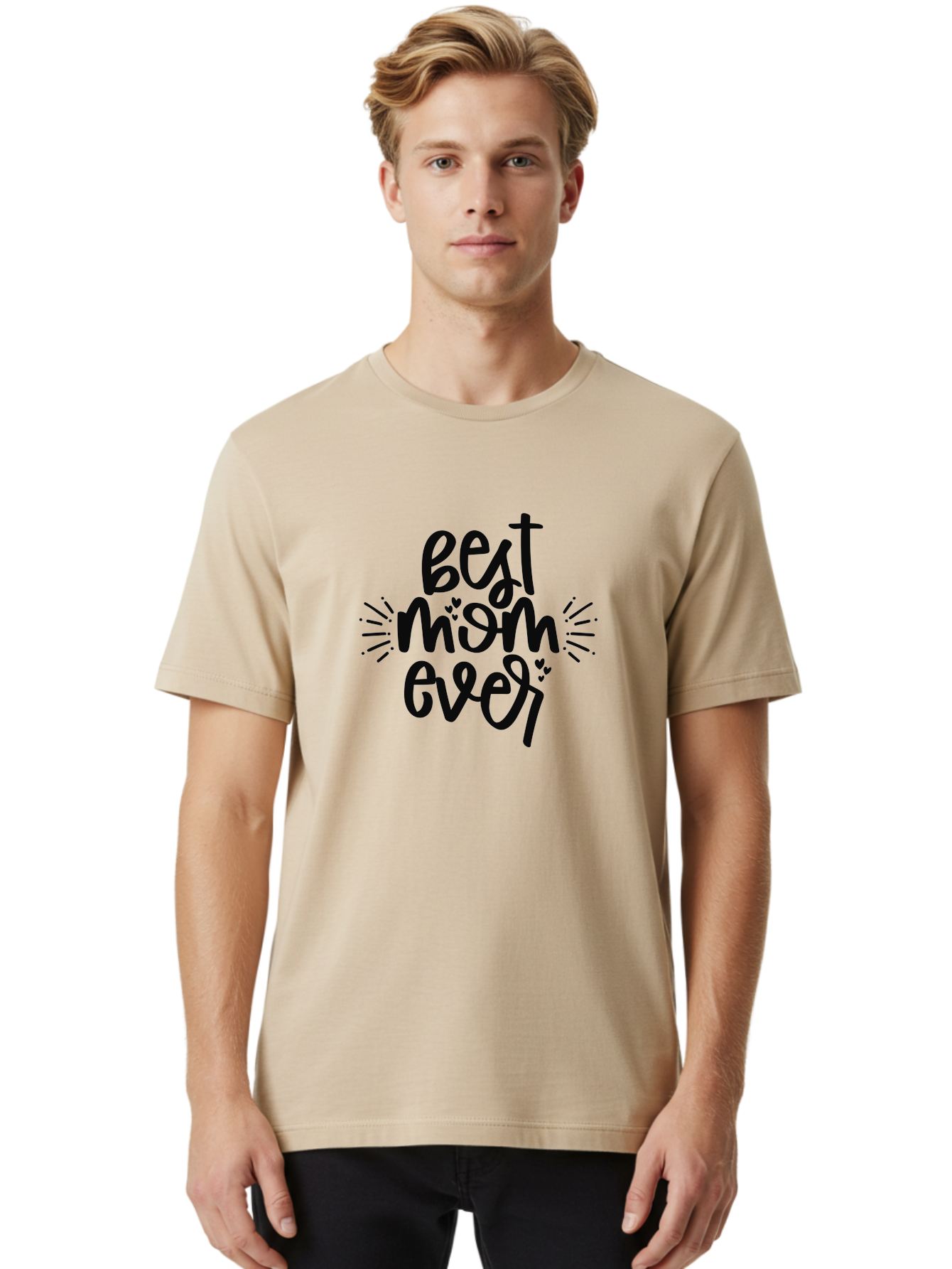 Best-Mom-Ever Men'S Graphic Tee, 100% Cotton, Comfortable Casual Summer Wear, Machine Washable, Handwritten Font, Best Mom Ever, Mother'S Day Gift, Heartwarming Message, Love, Gratitude, Celebration, Appreciation, Mothers Day, Mom'S Love Aad364
