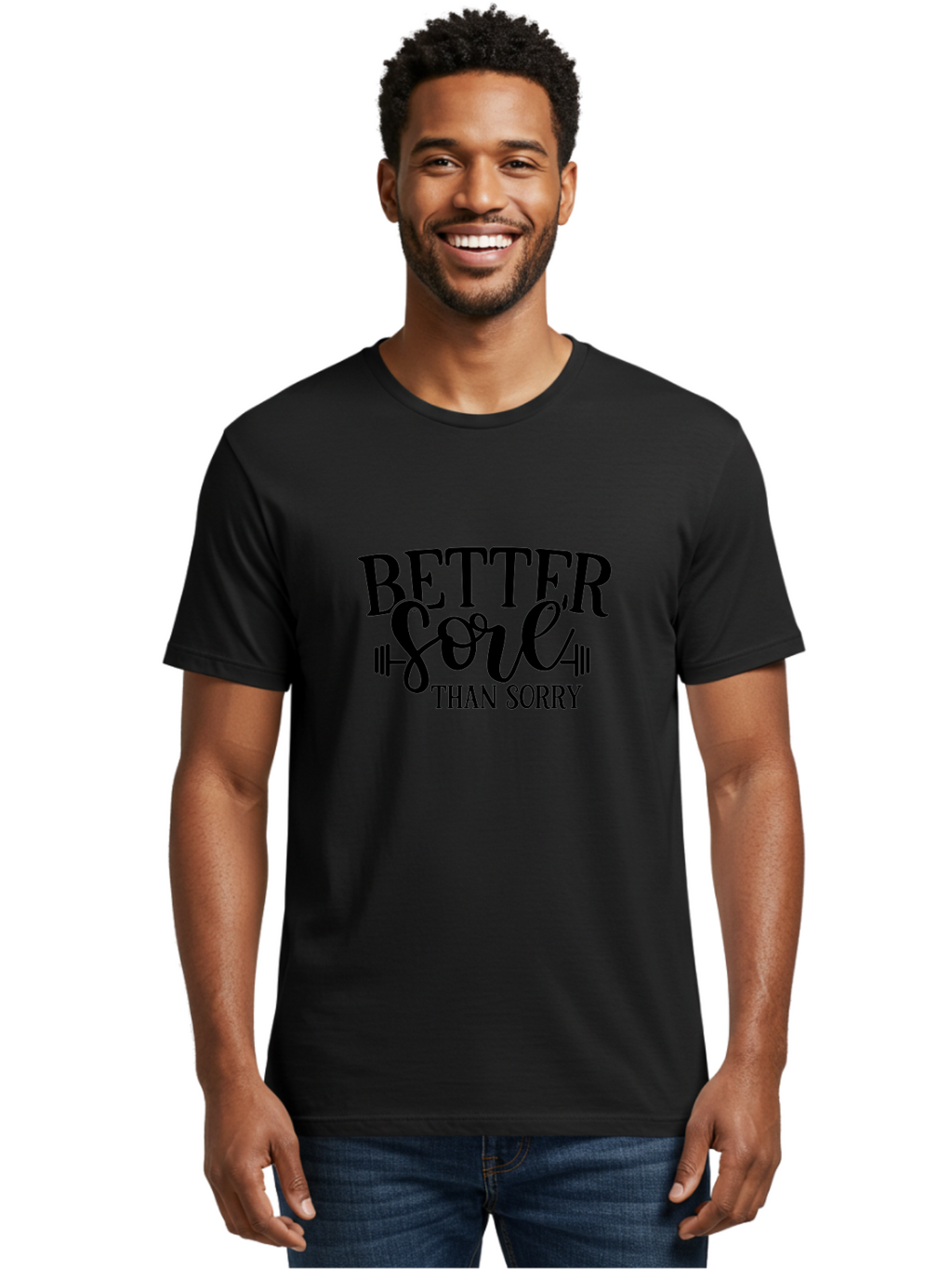 Better-Sore-Than-Sorry Men'S Graphic Tee, 100% Cotton, Comfortable Casual Summer Wear, Machine Washable, Motivational Quote, Fitness Inspiration, Gym Motivation, Workout Quotes, Weightlifting, Strength Training, Fitness Goals Aad365