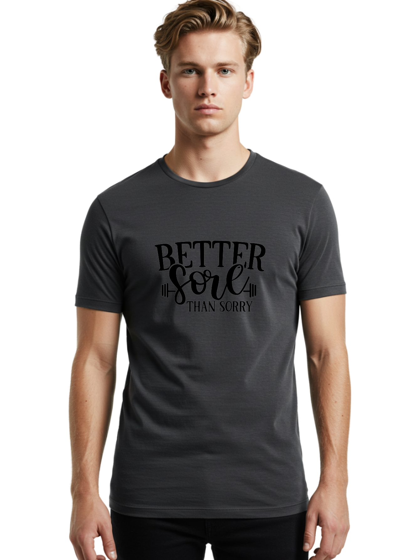 Better-Sore-Than-Sorry Men'S Graphic Tee, 100% Cotton, Comfortable Casual Summer Wear, Machine Washable, Motivational Quote, Fitness Inspiration, Gym Motivation, Workout Quotes, Weightlifting, Strength Training, Fitness Goals Aad365
