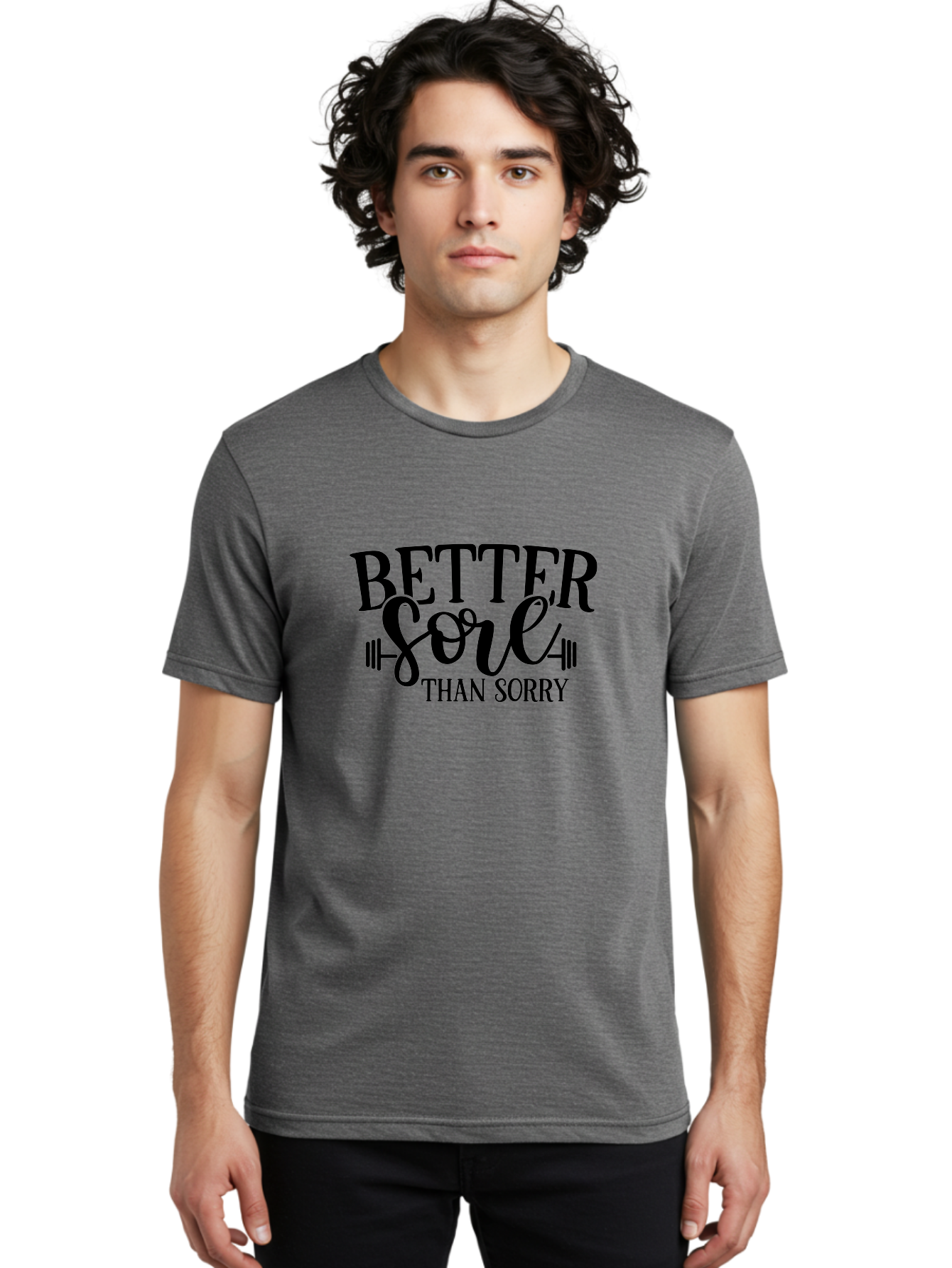 Better-Sore-Than-Sorry Men'S Graphic Tee, 100% Cotton, Comfortable Casual Summer Wear, Machine Washable, Motivational Quote, Fitness Inspiration, Gym Motivation, Workout Quotes, Weightlifting, Strength Training, Fitness Goals Aad365