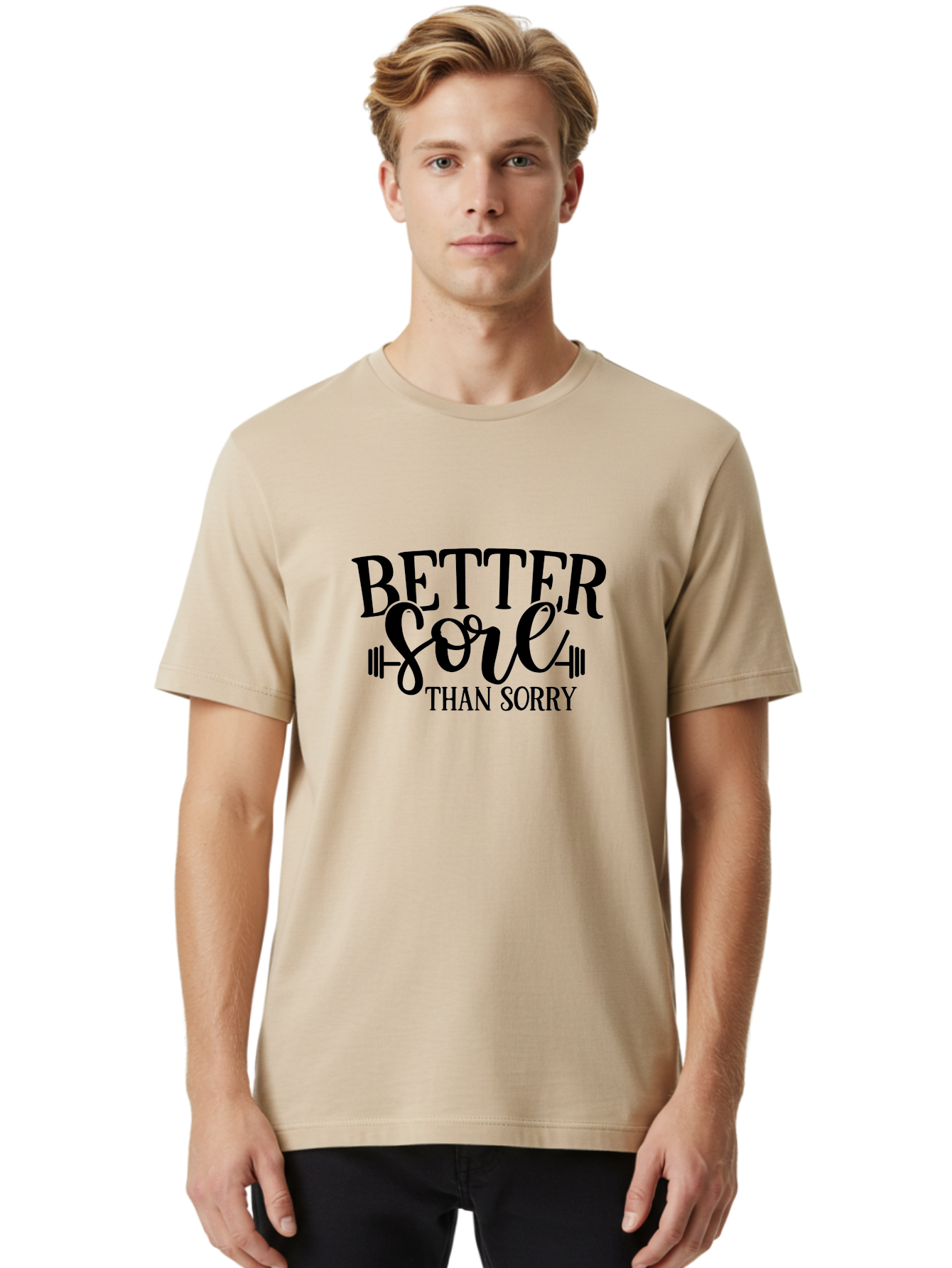 Better-Sore-Than-Sorry Men'S Graphic Tee, 100% Cotton, Comfortable Casual Summer Wear, Machine Washable, Motivational Quote, Fitness Inspiration, Gym Motivation, Workout Quotes, Weightlifting, Strength Training, Fitness Goals Aad365