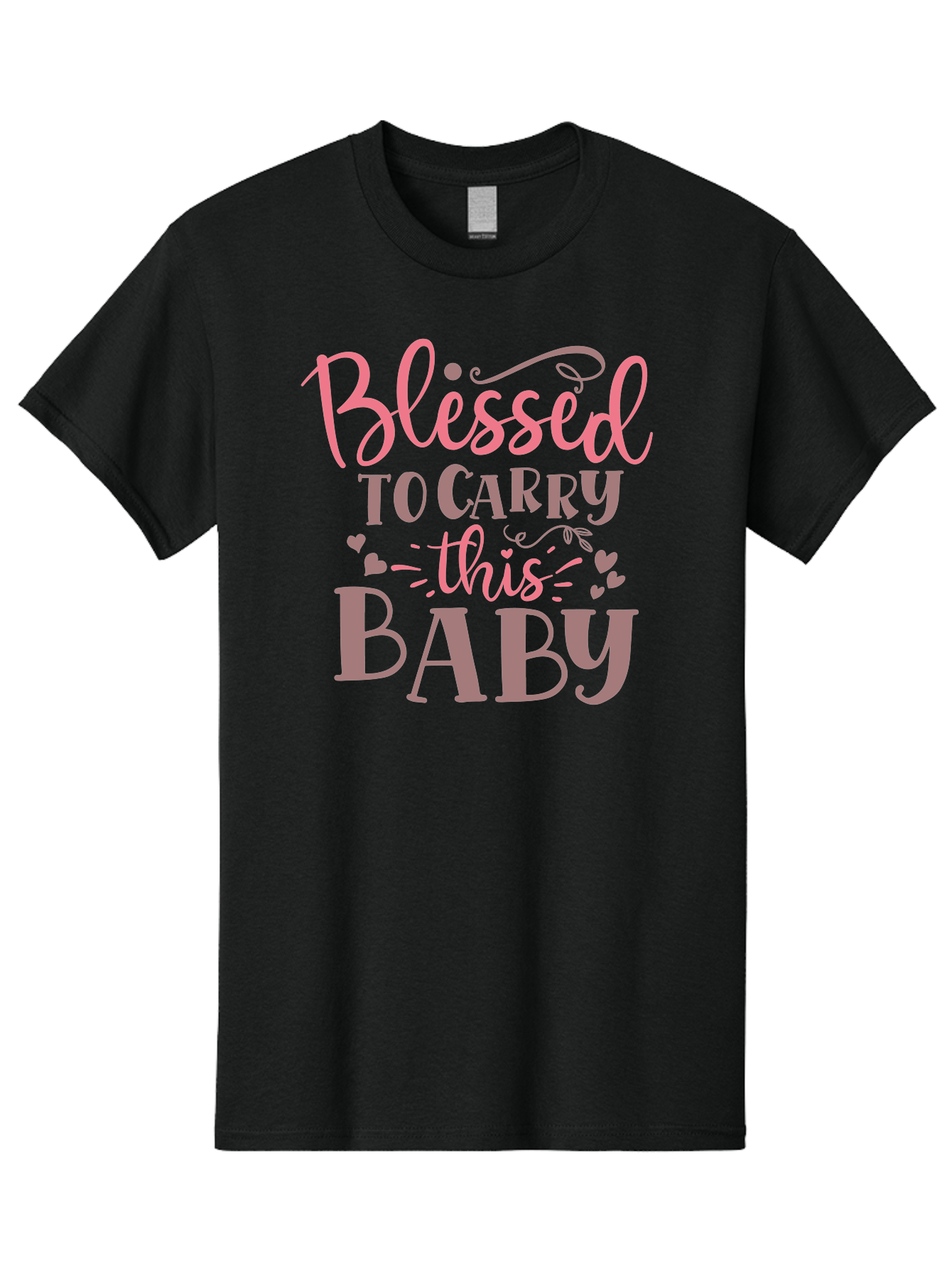 Blessed-To-Carry-This-Baby Men'S Graphic Tee, 100% Cotton, Comfortable Casual Summer Wear, Machine Washable, Pregnancy Quote, Baby Blessing, Expectant Mother, Pink Font, Inspirational Message, Baby Shower Gift, Maternity Message Aad366