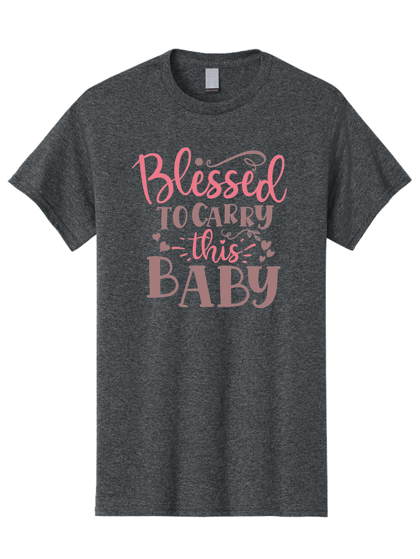 Blessed-To-Carry-This-Baby Men'S Graphic Tee, 100% Cotton, Comfortable Casual Summer Wear, Machine Washable, Pregnancy Quote, Baby Blessing, Expectant Mother, Pink Font, Inspirational Message, Baby Shower Gift, Maternity Message Aad366