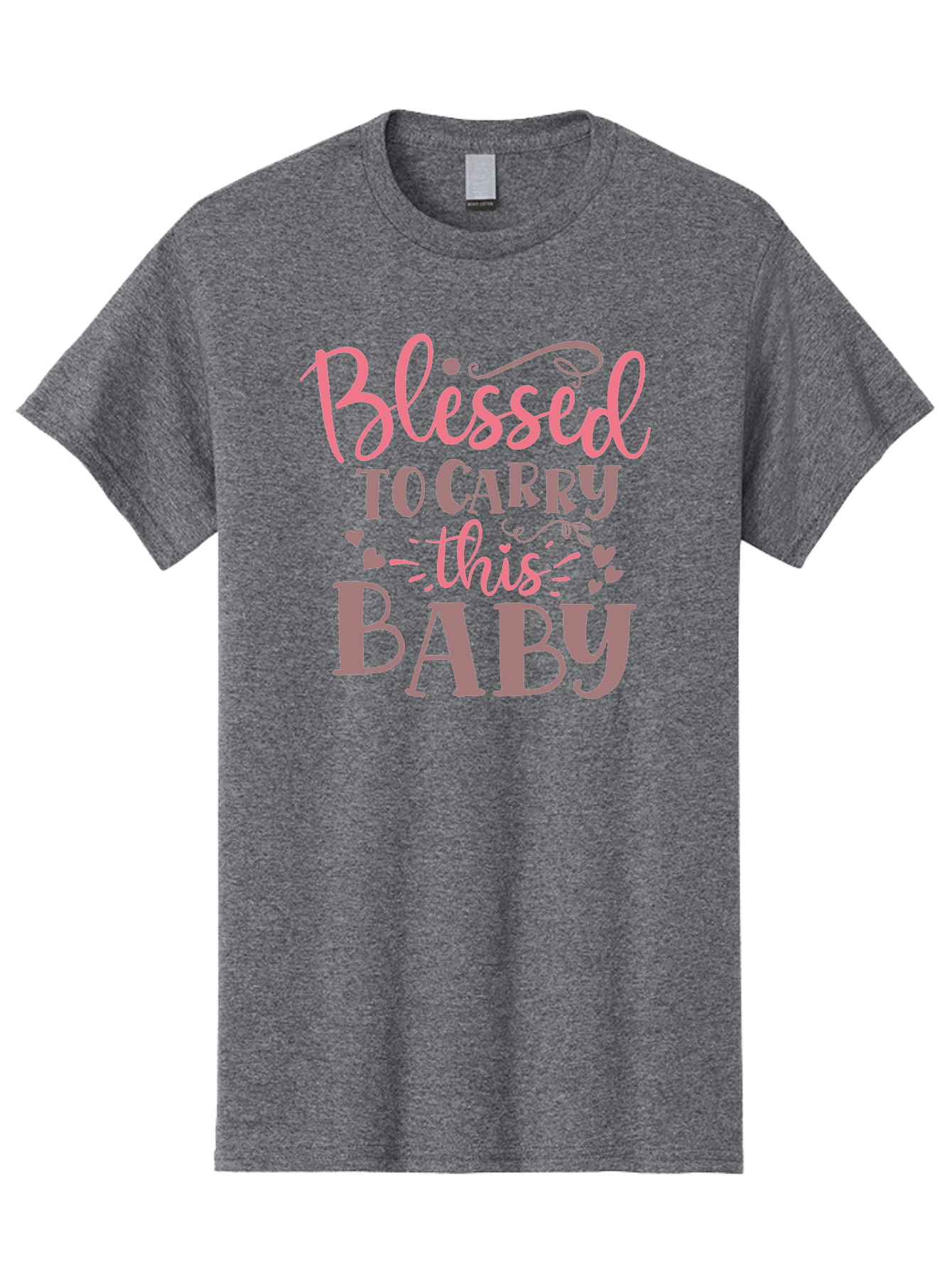 Blessed-To-Carry-This-Baby Men'S Graphic Tee, 100% Cotton, Comfortable Casual Summer Wear, Machine Washable, Pregnancy Quote, Baby Blessing, Expectant Mother, Pink Font, Inspirational Message, Baby Shower Gift, Maternity Message Aad366