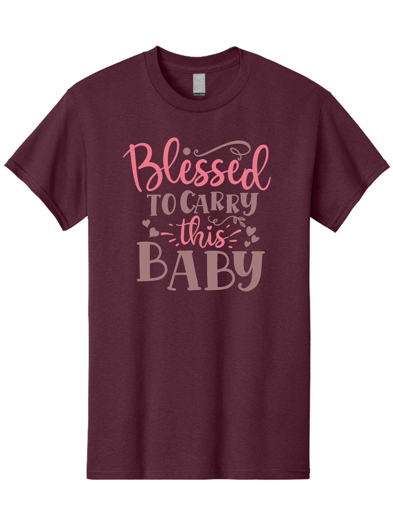 Blessed-To-Carry-This-Baby Men'S Graphic Tee, 100% Cotton, Comfortable Casual Summer Wear, Machine Washable, Pregnancy Quote, Baby Blessing, Expectant Mother, Pink Font, Inspirational Message, Baby Shower Gift, Maternity Message Aad366