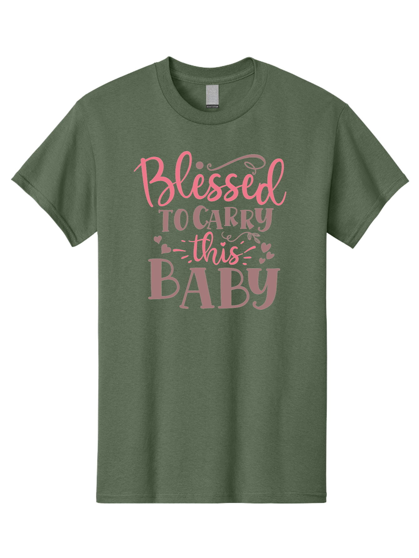 Blessed-To-Carry-This-Baby Men'S Graphic Tee, 100% Cotton, Comfortable Casual Summer Wear, Machine Washable, Pregnancy Quote, Baby Blessing, Expectant Mother, Pink Font, Inspirational Message, Baby Shower Gift, Maternity Message Aad366